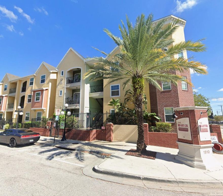 Move-in-ready 1-bed, 1-bath condo in *The Quarter at Ybor*, located in the heart of Historic Ybor City. This beautifully updated unit offers an open floor plan with new vinyl plank flooring, quartz countertops, and brand-new kitchen cabinets (rehab completed in 2025). A brand new electrical panel was installed in 2025. The kitchen features a breakfast bar and in-unit washer and dryer for added convenience. The spacious bedroom includes a walk-in closet, while the living room leads to a private covered balcony with an additional storage closet. The water heater was replaced in 2019.

Enjoy resort-style living in this gated community featuring two pools, a hot tub, fitness center, clubhouse, theater room, and multiple outdoor BBQ areas. One dedicated parking space is included. Just steps from 7th Avenue’s famous dining, shopping, and nightlife, and close to Tampa International Airport, St. Pete Beach, and the Buccaneers stadium. Easy access to downtown Tampa via the TECO trolley, Channelside, Sparkman Wharf, and major highways—offering the perfect blend of urban convenience and modern comfort.