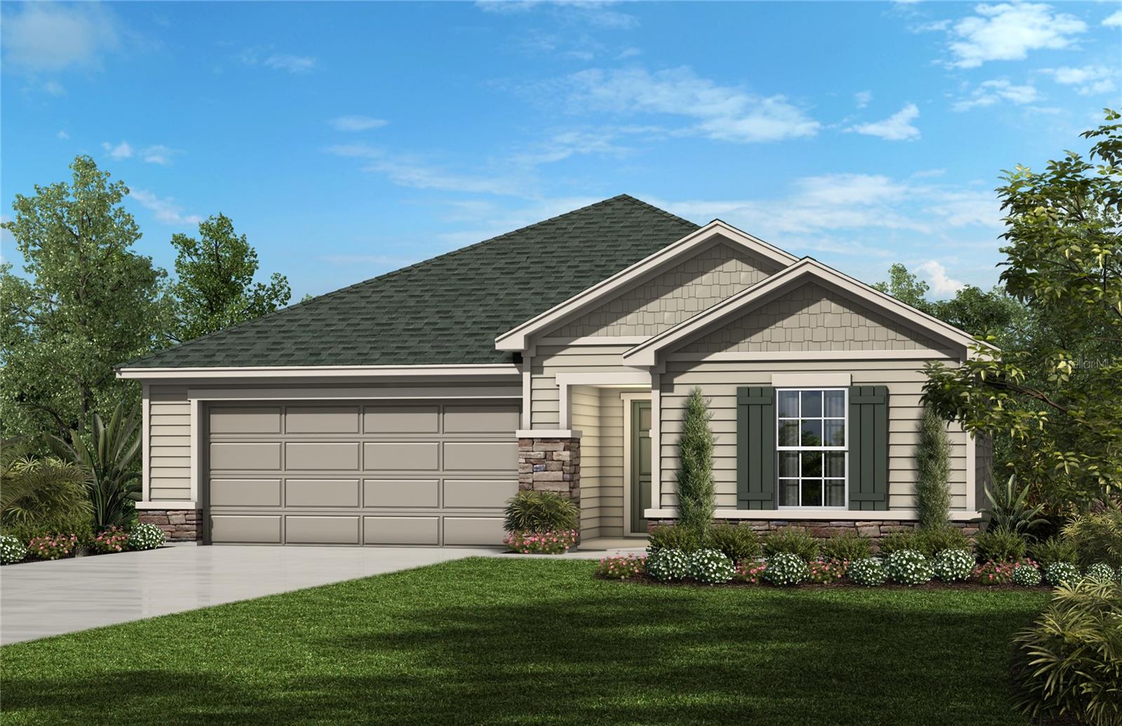Under Construction. This home includes 3 bedrooms, 2 bath and 2 car garage. Upon entering the home you will find the spacious great room with 9 ft. ceiling and upgraded tile leading to the modern kitchen. The kitchen includes 42-inch white Woodmont® upper cabinets, quartz countertops, island and Whirlpool® stainless steel appliances. The primary bedroom features a large walk-in closet and connecting bath that offers quartz countertops, walk-in shower with beautiful tile surround and dual-sink vanity. Spend your morning on the extended covered patio with a wooded view! Additional highlights include a dedicated laundry room, security system pre-wiring, smart home package, ENERGY STAR® certified LED lighting, Moen® faucets, Kohler® sinks and a sprinkler system. KB Home at Beach Park Village. is a premier natural gas community, offering residents the ability to cook, do laundry, and enjoy hot water heating with natural gas. Closing cost assistance available on this home.