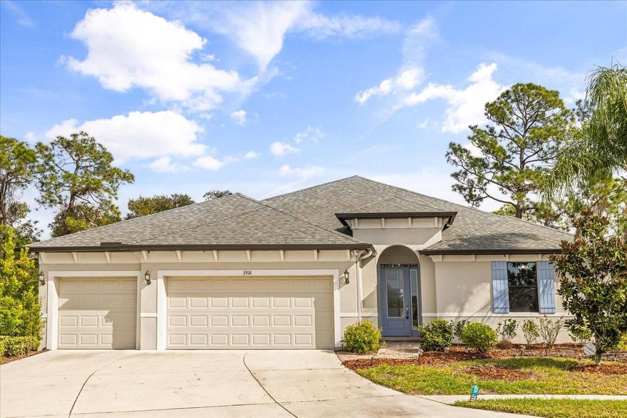 **This house comes with a REDUCED RATE through the seller's preferred lender. This is a lender-paid rate buydown that reduces the buyer's interest rate and monthly payment.**

Welcome to 3918 Gaviota Dr, Your Modern Florida Retreat! Located in the desirable and well established community of Sun City Center, FL, this contemporary residence offers nearly 2,900 square feet of thoughtfully designed living space on a generous 0.32 acre lot. Built in 2022, the home combines spacious convenience with modern comfort, making it an ideal choice for families or anyone seeking quality Florida living.

Step inside to an open and inviting floor plan featuring 4 bedrooms and 3 full bathrooms, providing a perfect balance of privacy and shared living space. The interior is filled with natural light and offers flexible areas for both formal and casual entertaining, adapting easily to a variety of lifestyles.

The heart of the home is the well appointed kitchen, which flows seamlessly into the living and dining areas. Large windows throughout the home enhance the bright and airy feel while offering tranquil views of the surrounding lush greenery and mature trees that create a peaceful, private atmosphere.

Enjoy outdoor living year round from the covered and screen enclosed rear patio, an ideal space for morning coffee, relaxing evenings, or entertaining guests while enjoying the serene backyard setting. The spacious lot is surrounded by abundant trees and greenery, offering a true connection to nature.

Conveniently located near local amenities, parks, dining, and major roadways, this home offers a wonderful blend of comfort, tranquility, and accessibility. Experience comfortable Florida living in a move in ready home designed for relaxation, entertaining, and everyday enjoyment. 3918 Gaviota Dr offers space, style, and a peaceful setting to call home.