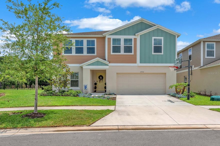 Welcome to this newly constructed Mariana floor plan by Casa Fresca, located in the highly sought-after Hawkstone community. Offering over 3,800 square feet of thoughtfully designed living space, this impressive two-story home combines modern design, spacious living and exceptional functionality with 6 bedrooms, 3.5 bathrooms, den, bonus room, home office, a screened lanai, heated saltwater pool and spa, and a 3-car tandem garage.
An expansive open-concept first floor creates the ideal setting for both everyday living and entertaining, seamlessly connecting the kitchen, living and dining areas. Luxury vinyl flooring flows throughout the main living spaces, enhancing the home’s modern appeal. Just off the entry foyer, French doors lead to a private first-floor den, offering flexibility for a formal living room, dining room or additional living space. A convenient powder room is also located near the foyer.
The beautifully designed kitchen features a large center island with room for seating, light gray cabinetry, pristine white quartz countertops, a pantry closet and stainless steel GE appliances. Quartz countertops continue throughout the bathrooms, creating a cohesive and elevated look.
The spacious first-floor primary suite offers privacy and comfort with an en-suite bathroom featuring a double sink vanity, large glass-enclosed shower and a generous walk-in closet.
Upstairs, you’ll find five secondary bedrooms, two full bathrooms with double sink vanities, a large bonus room, a dedicated home office and a conveniently located second-floor laundry room. Carpet flooring adds comfort throughout all upstairs bedrooms, the bonus room and home office.
Step outside to enjoy Florida living at its finest with a screened lanai overlooking the heated saltwater pool and spa, complete with a pool cage and child safety gate.
Additional highlights include a keypad front door entry, alarm system, exterior flood lights, outside cameras positioned on all four corners of the home and a spacious 3-car tandem garage.
Residents of Hawkstone enjoy beautiful pond and wetland views along with community amenities including a pool, dog park, playgrounds, parks and pickleball courts. Conveniently located just minutes from US-301, I-75, shopping, dining and top-rated schools, this home offers the perfect combination of comfort, convenience and community living.