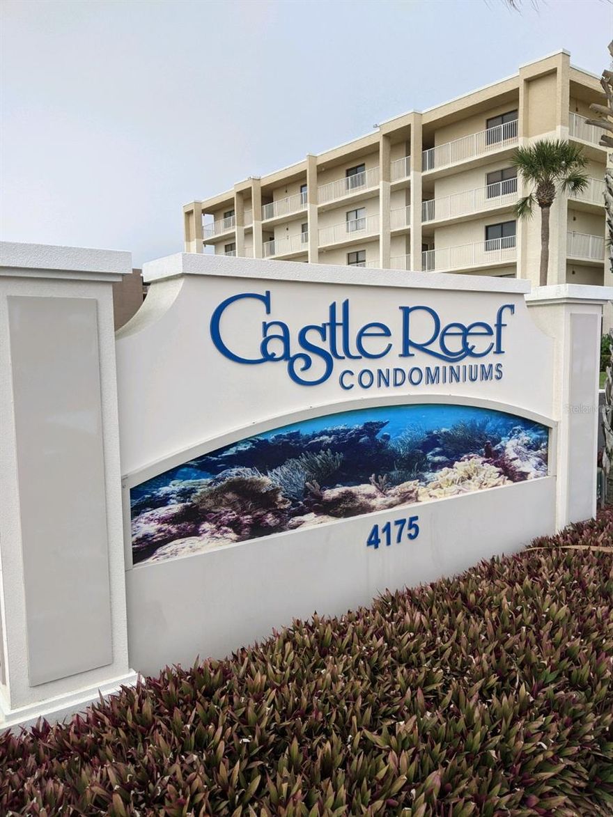 New Smyrna Beach has the most beautiful beaches in the USA, and this AS IS furnished oceanview unit can be yours to see for yourself!  This is an excellent opportunity to live on the beach full or part time, or for rental income. Minimum rental period is 3 days. Castle Reef is an oceanfront complex with NO DRIVE BEACH.  You are steps away from dipping your toes in the Atlantic Ocean.  Take a swim in the heated pool, and bring your kids to swim in the kiddie pool.  Take a stroll in the beautifully maintained courtyard.  Host events and parties in the clubhouse, play tennis, pickleball, and shuffleboard.  There is on site management available.  Grocery store, restaurants and other amenities are directly across the street.  And you will not be far away from other restaurants, shopping, entertainment located in our great city of New Smyrna Beach.  Close to Daytona Beach and Speedway, and Orlando attractions.  All dimensions/measurements are approximate.  Buyer responsible for verifying dimensions/measurements. ;LocationDescription: Condo ;Water: City