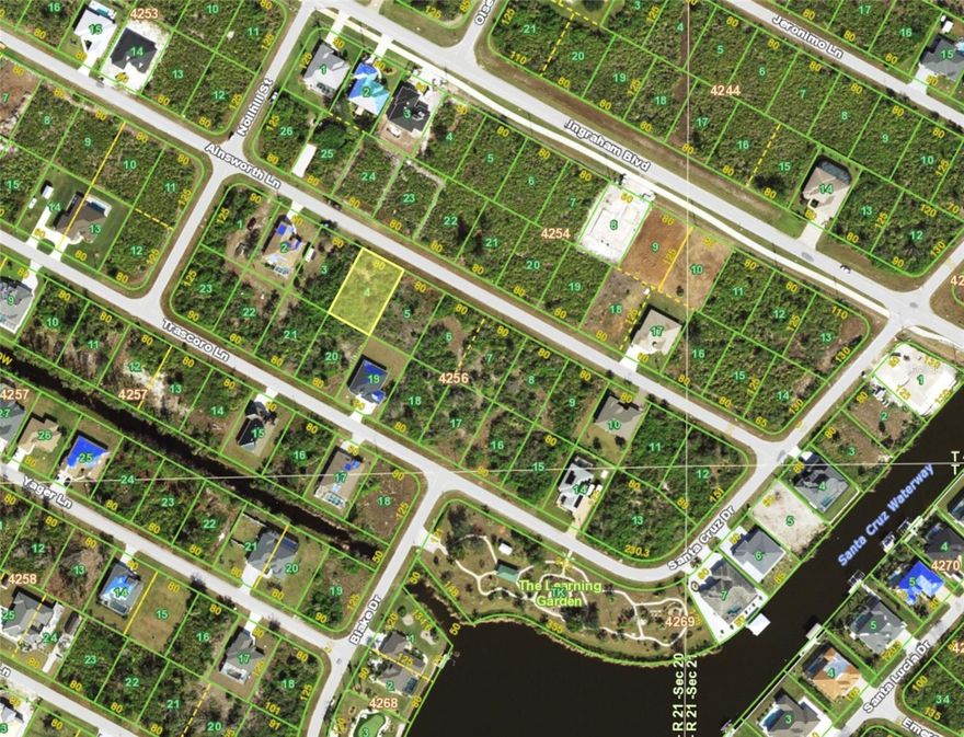 This AMAZING Residential Homesite offers a perfect location to BUILD YOUR NEW FLORIDA HOME in South Gulf Cove! This parcel features public water and sewer, power nearby, and is an easy stroll to the peace and serenity of The Learning Garden, a community park that showcases many species of plants and trees expertly maintained by a certified Master Gardener and hard working volunteers. You'll love the amenities including labeled foliage, walkways, gazebo, picnic tables and fishing. This lot has been rezoned as Non High Risk X 500 Zone, according to the new FEMA flood zone maps, AND is designated as NON SCRUB JAY Permit required according to county records at the time of listing. Only 15-20 minutes drive to the island of Boca Grande, Gulf Beaches, Port Charlotte's shopping and business district, restaurants, golfing, public boat ramps and more! Live the SW Florida lifestyle, call today for floor plans and pricing for local builders!