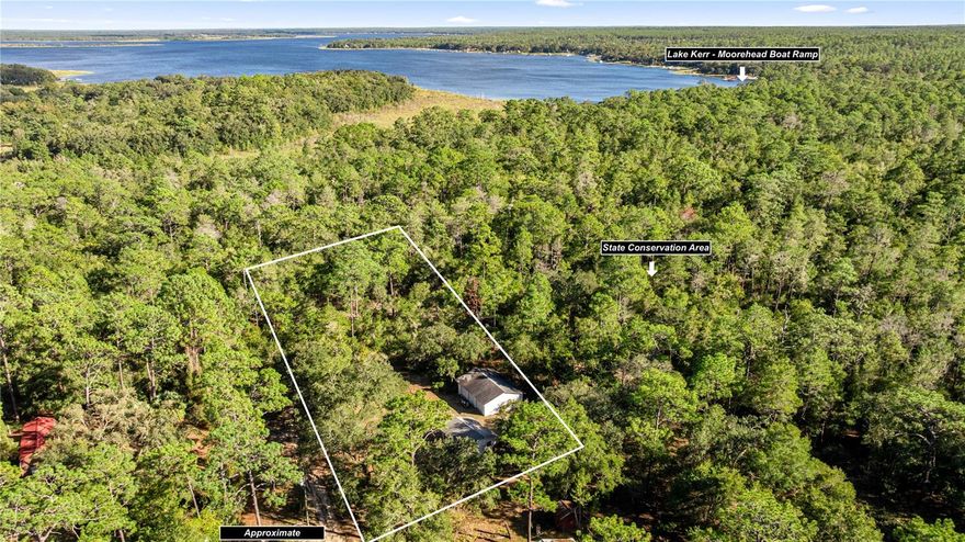Come explore the Ocala National Forest from your doorstep!
This unique property includes a two-bedroom, one-bathroom cabin awaiting your finishing touches — complete the drywall and minor updates to make it your own. Also on site is a three-car CBS garage in excellent condition, offering the potential for additional living space or an ideal workshop and storage area.
The property spans five separate lots, four of which are buildable, totaling approximately 0.75± acres. Each lot backs up to state conservation land and is just a short walk to the Moorehead Boat Ramp on beautiful Lake Kerr and the Ocala National Forest.
Whether you’re looking for a vacation home, a long-term rental, or a private weekend retreat, this location has endless possibilities. Enjoy world-class fishing, boating, MX/ATV/UTV riding, hunting, hiking, and swimming in crystal-clear springs like Silver Glen, Juniper, and Salt Springs—all just minutes away.
Conveniently located near Salt Springs and Fort McCoy for small-scale dining and shopping, with larger retailers and amenities available in Palatka or Ocala.
This is an ideal year-round escape for those seeking recreation, nature, and seclusion in the heart of Florida’s great outdoors.