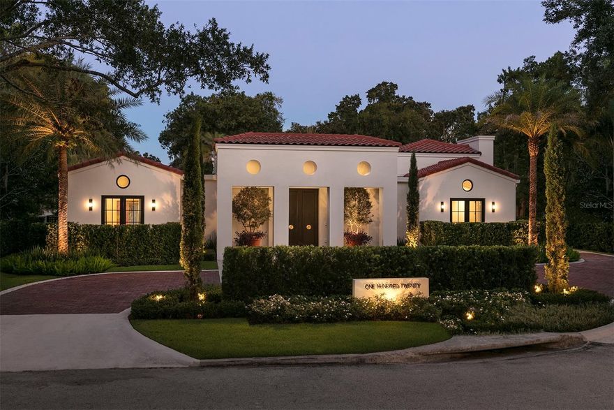 Welcome to "Modern Hacienda", the recipient of the 2022 American Residential Design Award - Best Custom Home by the American Institute of Building Design. A magnificent courtyard and garden masterpiece designed and built by award-winning and renowned architect/builder, Phil Kean Design Group. A perfect blend of indoor and outdoor living located on a lovely, large private oversized lot, walking distance to Park Avenue and Rollins College. With just over 4000 square feet, this one-story sprawling villa includes 14 ft. vaulted ceilings in the main living and gallery room, an oversized state-of-the-art Wolf/Subzero kitchen, a detached guest apartment with private living room, kitchenette, washer/dryer, and patio overlooking the pool and backyard. The very private owner's suite offers a luxury bathroom with two separate walk-in closets. The oversized, side-entry garage accomodates 4 cars, and is accessed by a covered walkway. The custom European-style cocktail pool is a focal point to the professionally landscaped backyard oasis, flanked by gorgeous, resort-style covered lanais.