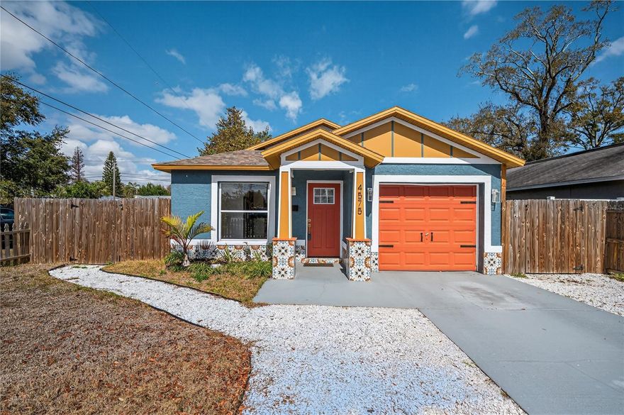 Tucked away in St. Petersburg just outside the charming waterfront arts district of Gulfport, this beautifully updated 3 bedroom, 2 bathroom block home offers the perfect blend of character, convenience, and coastal lifestyle. Located minutes from vibrant Beach Boulevard’s eclectic shops, galleries, restaurants, and sunset views over Boca Ciega Bay, you can enjoy the laid-back, artsy energy of Gulfport while still having quick access to major conveniences. Built in 2000, the home features an inviting open layout highlighted by vaulted ceilings with exposed beams that add warmth and architectural interest throughout the main living space. The stunning kitchen is designed for both everyday living and entertaining, showcasing quartz countertops, a modern tile backsplash, breakfast bar and classic shaker-style cabinetry.
Both bathrooms have been thoughtfully renovated with quartz counters and beautifully tiled showers featuring stone accents for a spa-like feel. An indoor laundry room and attached one car garage add functionality, while the large fenced backyard on a spacious corner lot offers plenty of room to relax, garden, entertain or create your own outdoor oasis. Location is where this home truly shines. Enjoy a quick drive to the I-275 on ramp for an easy commute to downtown St. Petersburg, Tampa, or the airport. The world famous sugar sands of St. Pete Beach, known for its clear Gulf waters, beachfront dining, and spectacular sunsets, are also just minutes away, making spontaneous beach days part of everyday life. Major updates provide peace of mind, including a newer roof (2023) and HVAC system (2022). This is a rare opportunity to enjoy the best of St. Pete living close to the beach, near one of the area’s most beloved waterfront communities while being high and dry in an X zone and conveniently connected to everything Tampa Bay has to offer.