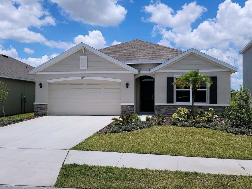 This fantastic Lantana Floor Plan is at Solera at Lakewood Ranch and features 4 bedrooms/2 baths ~ all one story! The Solera at Lakewood Ranch Community just opened the Resort~style community pool which is fantastic. This home has a beautiful water view and is all concrete block construction. This one-story home has a great open floor plan and a well-appointed kitchen that comes with all appliances, including refrigerator, built-in dishwasher, electric range, and microwave. There is an inside laundry room with washer/dryer. All applicants must fill out credit application and go thru background check. The association also has a application process.