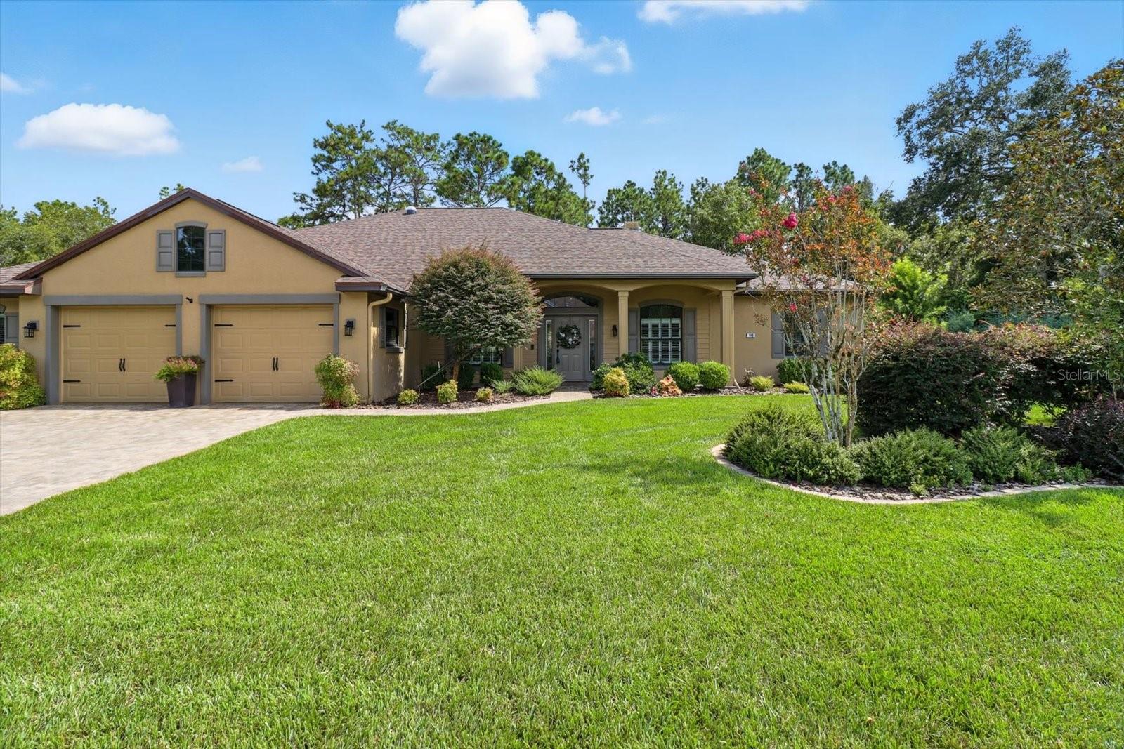 Welcome to this Impeccably Designed, Custom-Built 4-Bed, 3.5-Bath Home—As PRISTINE as the day it was built. This residence is situated on a Deep Greenbelt, offering a Lush Landscape View while enjoying the resurfaced SALTWATER POOL and SPA. Heated by both Solar and a Heat Pump, the POOL is ready for year-round enjoyment. The POOL area is enhanced by Elegant River Rock surfacing and a built-in bug misting system for outdoor comfort. Inside, the split floor plan offers functionality, with a Guest Wing separated by a pocket door featuring three bedrooms and two full baths—including an Ensuite with direct POOL access. The oversized 2.5-car garage includes a large workbench and provides convenient access to the half bath—ideal when working outside or in the garage. The chef’s kitchen is outfitted with Quartz Countertops, Solid Maple Cabinetry, Stainless Steel Appliances, and lower cabinet pull-outs for maximum efficiency. A built-in Dry Bar enhances the Eat-In Kitchen space. Hardwood and Tile Flooring flow throughout the main living areas and primary suite, while guest bedrooms feature cozy carpet. The spacious primary suite includes Two Walk-In Closets, POOL Access, and a Luxurious Ensuite Bath with a Walk-In Shower and separate Soaking Tub. This home was built with Comfort and Durability in mind—from DUAL PANE Energy-Efficient Windows to a garage-based Manifold Plumbing System offering individual fixture control. A Scale Blaster Water Treatment System helps protect plumbing and appliances—without the use of chemicals. The WHOLE HOUSE LIQUID-COOLED GENERAC GENERATOR is powered by a 500-gallon buried propane tank, which also fuels the outdoor grill and Indoor Gas Fireplace for added convenience and ambiance. Additional upgrades include a BRAND NEW Owens Corning Platinum ROOF, ALL New Pool Equipment, and a Zoned (3-Zone) HVAC System for optimal climate control. Professionally landscaped and move-in ready—this home is a true standout! Most furnishings available, separately.