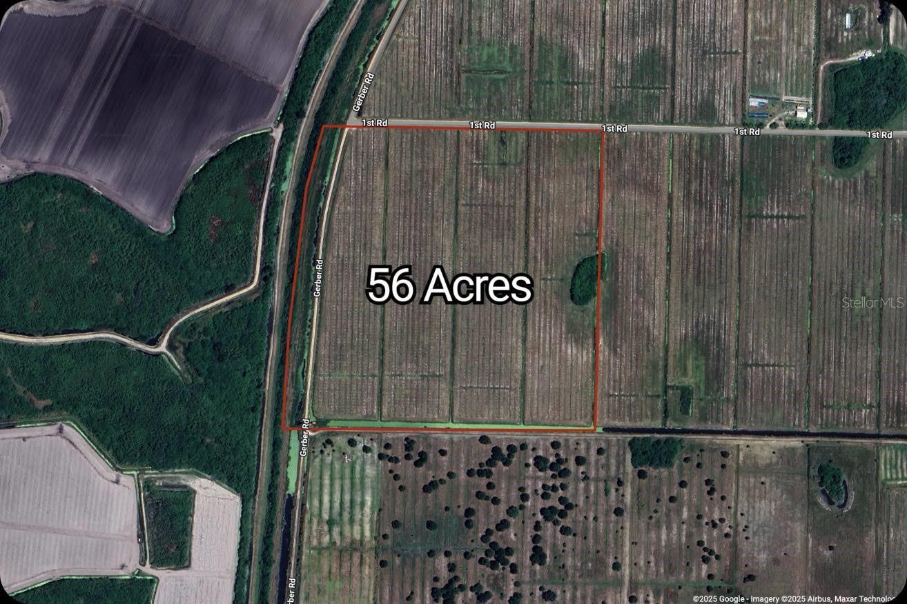 56 Acres located just south of Labelle FL in the Gerber Groves Community. This property is currently zoned Ag and sets up to go multiple directions such as building your future home or splitting into smaller parcels for multiple homesites. The current residential zoning is 1 unit / 5 acres. This parcel is cleared and would be ideal to grow bamboo, row crops, hemp, sod, nursery, tree farm, hay field, and or cow pasture. It is in the Gerber Groves Water Control District, the tax is collected for the District by the Hendry County Tax Collector annually. All canal drainage ditches and road maintenance are provided by the District. If you wish to have surface water irrigation your own pump could be installed with a permit from water management and pull water from the canals. (South Florida Water Management District agricultural subdivision permit) There is existing power in close proximity to this property.