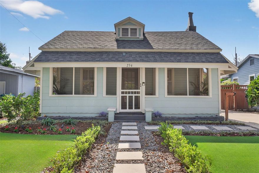 Talk about a Bungalow Beauty! This Bungalow is ZONED R2 in WADEVIEW PARK.  It will capture your heart before you even reach the front door. With HISTORIC BRICK LINED STREETS, NEW LANDSCAPING, LUSH ARTIFICIAL TURF, and a generous SCREENED-IN PORCH, the CURB APPEAL is just the beginning of what awaits inside.
Inside, this charming 1920s bungalow—bursting with personality, sunshine, and thoughtful updates throughout! Inside, you’ll find a bright and welcoming living room centered around a beautifully refreshed FIREPLACE and hearth, perfect for cozy evenings or adding a touch of classic bungalow charm.
The KITCHEN has been UPDATED with NEW matte white appliances, cabinet doors, and a stylish range hood, making it both functional and delightful to cook in. Just off the kitchen sits a spacious dining room large enough to host family gatherings or dinner parties, complete with a charming WINDOW SEAT that invites you to relax with morning coffee or unwind with a book.
The home features two inviting bedrooms—one with an OVERSIZED WALK-IN CLOSET and the other offering a COZY LOFT SPACE. Natural light pours into every room thanks to the abundance of windows, creating a bright and uplifting atmosphere throughout.
Step outside to your enormous, FULLY FENCED BACKYARD—an outdoor oasis with endless space to play, entertain, garden, or maybe build a 2nd dwelling. With this property being ZONED R2 possibilities are endless.  
This highly desirable neighborhood is prized for its prime location and excellent schools, including BLANKNER K–8 and BOONE HIGH SCHOOL. Situated in the WADEVIEW PARK area just 2 MILES SOUTH OF DOWNTOWN, you’re only minutes from the 408, I-4, and all that Orlando has to offer.
This home received a TOP-TO-BOTTOM REFRESH IN 2025, including: freshly painted Interior and Exterior, LVP Flooring throughout, updated interior and exterior lighting, ceiling fans and hardware, a completely remodeled bathroom, smart dimmable switches, Ring doorbell and home alarm system, smart thermostat, refreshed fireplace and hearth, new kitchen cabinet doors and appliances, range hood, washer and dryer, artificial turf in the front and fresh sod in the back, exterior uplighting, a smart-controlled sprinkler system, gutters, white PVC fencing, and a wood gate with a remote electric opener.
Major system ages: Roof (2016), HVAC (2018), Hot Water Heater (2025).
This lovingly updated bungalow blends historic charm with modern comfort—ready to welcome its next happy homeowner!