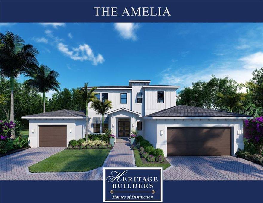 Under Construction. NOTE: This home was under contract in October of 2021 while under construction. The sold price reflected at closing in October of 2023 does not reflect the current market value. This expansive lakefront custom home is situated on an estate home site in Sarasota's coveted West of Trail area. Through a striking Entry Courtyard, Owners are greeted by a wide Great Room with side vistas of the ample outdoor living space, stunning pool and spa, lush tropical landscaping and lake through large pocketing sliding glass doors. An impressive chef's grade Kitchen with open Dining Room with custom built-in cabinetry hutch complements the main living area. The exquisite Owners' Suite features a large Bedroom with tented vault ceiling and luxurious Bathroom with pedestal tub and glass enclosed shower. Fine outdoor living is the centerpiece of this residence on the generous Lanai, Dining Veranda and Pool Deck. Accessed by elevator or the stairs, the second floor Bonus/Game Room offers ample space to watch TV, house gaming tables and opens to an upper balcony to enjoy the sunsets while overlooking lake. A tasteful mix of rich hardwood floors, porcelain tile and plush carpeting are throughout the home. Custom hardwood cabinets with quartz and granite counter tops throughout the residence provide stylish and timeless kitchen and bathrooms. Hurricane, impact rated, insulated, Low E windows with vinyl frames are included throughout the home. Spray foam insulation, and 8' solid core doors are also included.
