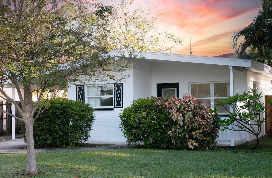 Location is everything, centrally located in a non flood zone just blocks from Stetson Law College, in the heart of Gulfport. This Mid-Century Modern home has only had one family ownership since the 50's. Two bedrooms/one bath with a bonus room off the main bedroom, with access to the yard. Old carpet recently removed with a clean slate to buff or re carpet to your own taste. Perfect for 1st time home buyer, those looking for an investment property, law students or a cozy weekend getaway/second home. Convenient alley access to the spacious yard with a shed for extra storage. Prime location to Gulfport's vibrant downtown, library, theater, beachfront, pier, award winning restaurants & boutiques with weekly & monthly events. With its Mid- Century Modern charm and endless potential, this concrete block home is ready for you to invest, settle in, or escape for the weekend or the winter.