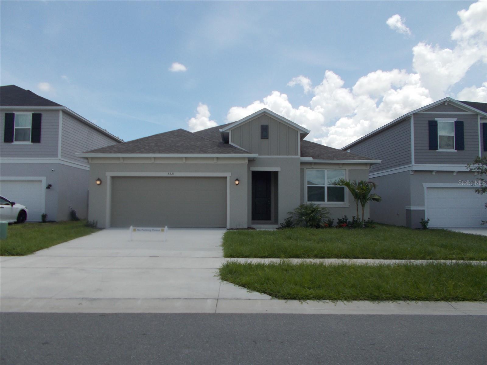 This Beautiful, 4/3 single-story home features a covered patio perfect for entertaining. The split-bedroom layout showcases three secondary bedrooms, sizeable closets, two secondary baths, and a dedicated laundry room near the front of the home. The open floorplan offers a welcoming great room with volume ceilings. The modern design style white cabinets and upgraded kitchen tile flooring. The kitchen boasts 36-in. upper cabinets, stainless steel appliances, Kohler® stainless steel sink, and a chrome Moen® faucet and extractor range hood. Situated at the back of the home for added privacy, the primary bedroom showcases a spacious bath, a walk-in shower with tile surround, and dual-sink vanity.