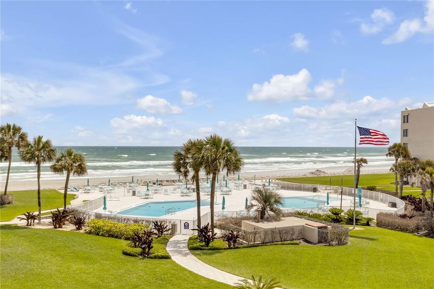 2Bd, 2Ba condo home in a  oceanfront complex in New Smyrna Beach. This well maintained condo home features a comfortable layout, abundant natural light, and private outdoor space to enjoy coastal views and breezes. Community amenities include a pool, beach access, and tennis courts. Conveniently located near restaurants, shopping, and attractions. Great opportunity for full-time living or seasonal use.