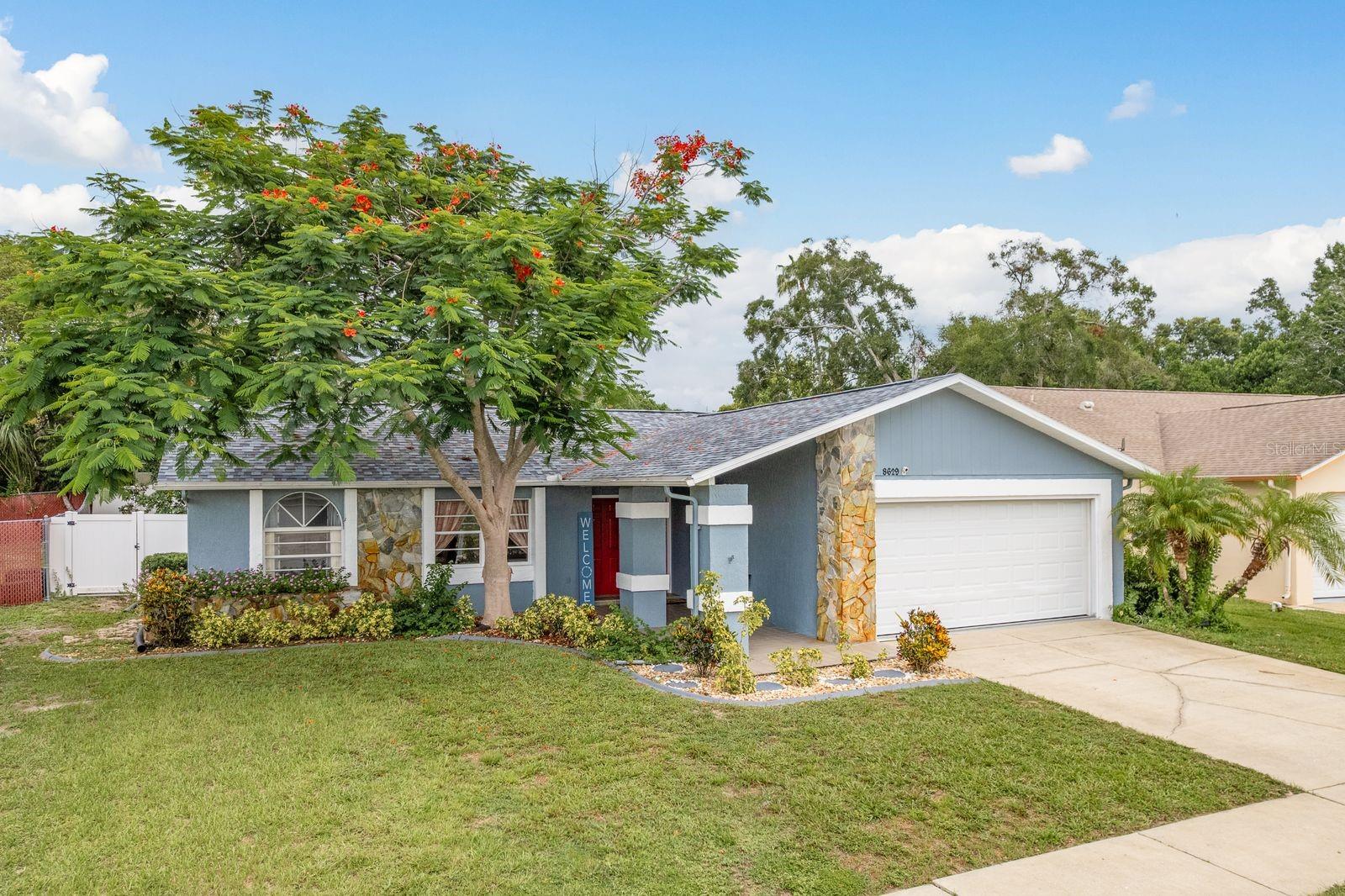 NEW ROOF|2024, NEW HVAC SYSTEM|2025 and NEW WATER HEATER|2025 - Welcome to this well-maintained 3-bedroom, 2-bathroom pool home nestled in the heart of Bear Creek—one of Port Richey’s most established and nature-rich communities, designated as a bird sanctuary and free from HOA or CDD fees. Featuring a fully fenced yard that blends privacy with usability, this residence offers functionality, comfort, and a lifestyle centered around relaxation and outdoor living.
Notable improvements include a new roof, A/C system and water heater, providing peace of mind for years to come. Inside, the home features a split-bedroom floorplan with ceramic tile and laminate flooring throughout, and an open-concept kitchen and living area that flows beautifully into the Florida room—offering clear views of the screened-in pool and paver patio. The screen-enclosed pool and paver patio offer a seamless extension of the living space, while the backyard is lined with mature fruit trees, creating a serene and functional outdoor retreat.
The exterior was painted in 2023, and the two-car garage adds practical storage and convenience. The property is connected to both public and well water, offering added flexibility and utility savings. Located in an X flood zone and Evacuation Zone D, this home did not sustain any damage or flooding during the 2024 hurricane season, providing added peace of mind.
Located just minutes from shops, restaurants, parks, and the Gulf Coast, this home is a rare opportunity to enjoy comfort, value, and a tranquil setting surrounded by natural beauty and everyday convenience.