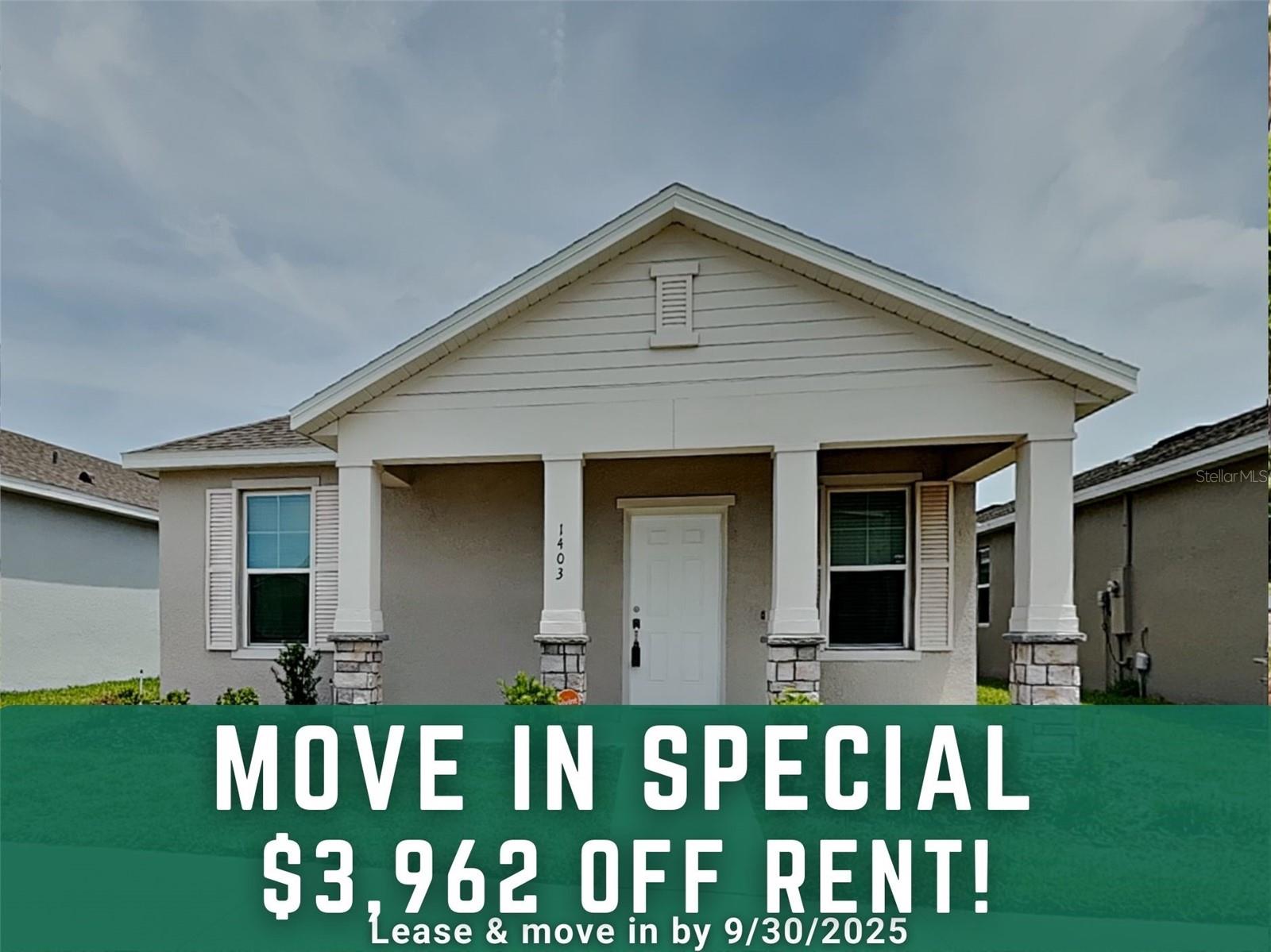Lease and MOVE IN by 9/30/2025 and receive $1966 off Oct. & Nov. rent!
That's $3932 in savings!!
Base rent $1966 plus $29RBP, totals $1995
Seeking a tranquil retreat just minutes from the bustling attractions of Orlando and Disney World? Look no further than the brand-new 1403 Flatwood home in the charming Wire Grass Community.
This 3-bedroom, 2-bathroom oasis offers the perfect blend of comfort and convenience. Step inside the open floor plan and be greeted by gleaming stainless-steel appliances, ample cabinet space, and two full bathrooms - giving you all the modern amenities you desire.
Retreat to your private 2-car garage in the back of the home, offering secure parking and extra storage space. And to sweeten the deal, you'll enjoy one month of free rent when you move in!
Escape the crowds and experience the serenity of Wire Grass Community, located just 40 minutes from Orlando and 45 minutes from Disney. This picturesque neighborhood provides a peaceful respite, while still keeping you close to the area's world-class entertainment, dining, and shopping.
Don't miss your chance to call 1403 Flatwood your new home. Schedule your tour by visiting www.bridgehomes.com and learn more about this exceptional opportunity.
At Bridge Homes residents are automatically enrolled in our Resident Benefits Package(RBP), to ensure the best leasing experience.
At Bridge Homes, our advertised rental rate includes all mandatory recurring fees to ensure full transparency and a seamless leasing experience. This means no surprises just top-tier service for our residents. One included benefits is our Residents Benefits Package(RBP), which provides valuable service like utility concierge, air filter delivery, credit building and resident rewards. Additional detail are available upon request. This property allows self guided viewing without an appointment. Contact for details.