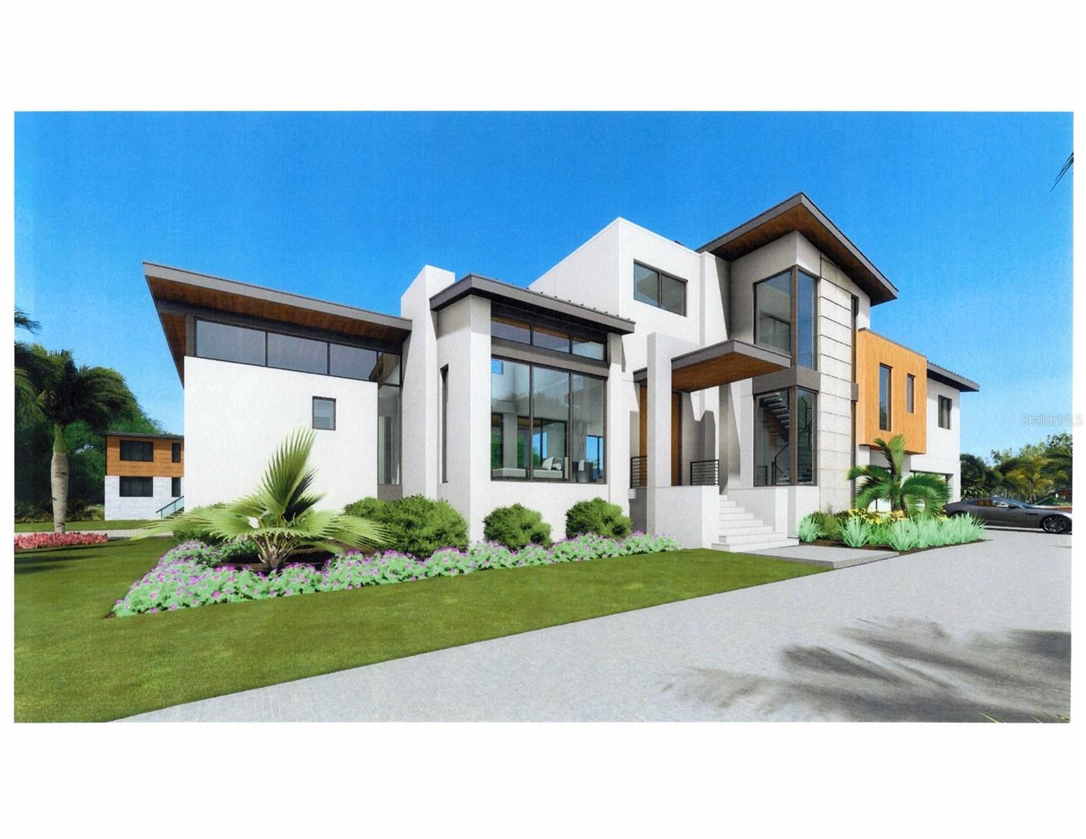 Pre-Construction. To be built. PLEASE READ Pre-Construction. This is your opportunity to take over this project in it's current condition. Welcome to 5174 Sandy Cove Ave, a pinnacle of contemporary elegance nestled in the heart of Sarasota, Florida. Crafted by architect Mark Sultana. This 3900 sq foot new construction home epitomizes the fusion of exquisite design and impeccable craftsmanship, promising an unparalleled sanctuary for its new owner. Positioned just minutes from Sarasota's pristine white sand beaches, dynamic city life, and a wealth of amenities, this residence seamlessly harmonizes tranquility with convenience. Its proximity to major thoroughfares, shopping districts, culinary delights, and recreational hubs ensures a lifestyle of unparalleled ease and accessibility. The expansive backyard, complete with an open pool area and 275 feet of corner canal lot, featuring a dock and 20,000 lb boat lift, offers endless opportunities for relaxation, recreation, and waterfront adventures, providing direct access to Sarasota's endless waterways. Thoughtfully designed with energy efficiency and cutting-edge smart home technology, this residence promises a lifestyle that transcends the ordinary, ensuring comfort and sophistication for generations to come. 5174 Sandy Cove Ave isn't just a home—it's a lifestyle, an embodiment of coastal living in one of Sarasota's most coveted neighborhoods. Seize the opportunity to make this exceptional property your own and embark on the ultimate Florida dream.
Currently the elevated slab has been poured and ready . A new 275 foot seawall has been completed and the 20,000 lb boat lift and dock are also in place. You have the ability to take over the existing plans and bring on your own builder or complete yourself. There is also the opportunity to do a redesign should you desire something different on this footprint.