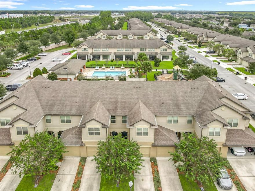 Closing cost credit available through sellers preferred lender.  Welcome to this unique poolside townhome retreat in Emerson North - Apopka.   This move-in-ready 3-bedroom, 2.5-bath townhome offers the perfect blend of modern upgrades, spacious living, and unbeatable location.  Just step outside your screened lanai to enjoy the resort-style pool, and lush green spaces — it's like having the amenities in your own backyard.
Located in a gated community with added security, Emerson North also offers playgrounds, maintained green spaces, and a worry-free lifestyle with lawn care and exterior maintenance included.
Inside, you’ll find a light-filled open floor plan with upgraded features throughout, including modern lighting fixtures, decorative accent walls, and stylish mirrors that add a designer touch. The modern kitchen is a showstopper, featuring beautiful off-white cabinets with crown molding, snow leopard granite countertops, an abundance of countertop space, and stainless steel appliances — perfect for cooking and entertaining.
Upstairs, the primary suite offers a peaceful owners retreat with a spacious walk-in closet.  The ensuite bathroom offers dual sinks on upgraded granite, walk in shower and private water closet. Two additional bedrooms, a full bath, and a convenient upstairs laundry (WASHER AND DRYER INCLUDED) complete the upper level.
Enjoy outdoor living with a covered patio, private driveway, and attached garage. The home is also energy efficient for added value.
Centrally located with easy access to SR 429 for easy community to Orlando, Lake Mary and all local metros. 
Don’t miss your chance to live in this beautifully upgraded, poolside townhome in a secure, gated community. Schedule your private showing today!