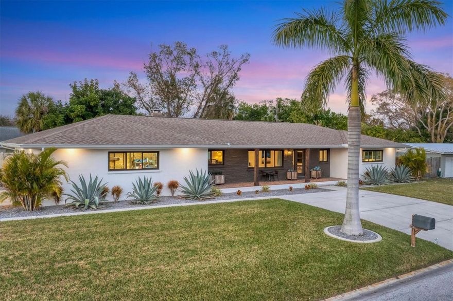 Welcome to this beautiful redux in the desirable South Gate community of Sarasota. Originally constructed more than 60 years ago by exceptional craftsmen, this mid-century home has been meticulously updated with a modern interpretation of the classic South Gate style. Updated electric, completely re-piped, new HVAC and ductwork, new hurricane-rated impact windows and doors are the most important updates offered here. Three new baths and a completely reimagined kitchen and dining area bring everything and everyone together. Even the landscaping has been optimized for resilience and maintenance simplicity. With a generous two-bay garage, extra parking for entertaining, privacy fencing and an oversized lot, this home will satisfy the needs and vision of many discerning buyers, and certainly its next fortunate owner. Positioned on an elevated lot well above any flood zone, owners will rest easily, no matter what the weather brings. This extraordinary home provides all this, quality, style, modernity and safety, while being only a few minutes from everything people desire in this area. Siesta Key and downtown Sarasota, wonderful beaches and vibrant lifestyle will be the daily experience for the next owner of this fine home. Find out what life could be like for you in this special place!