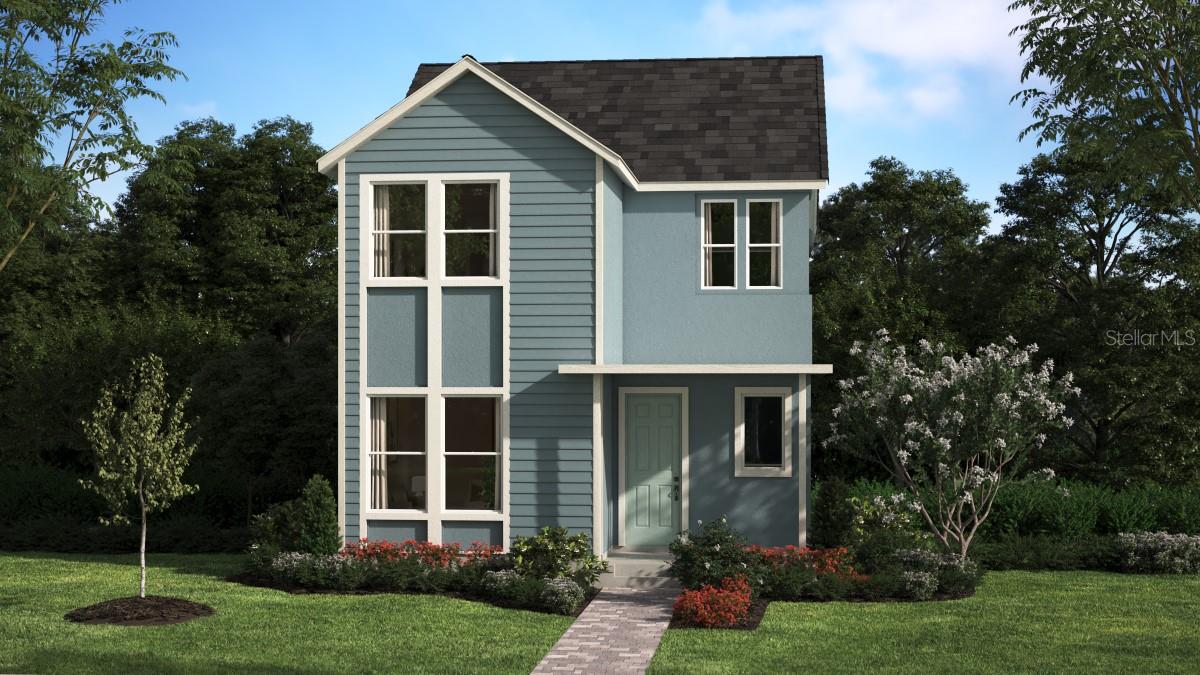 Under Construction. Experience the Skye plan—an elegant, open-concept 3-Bedroom, 2.5 Bath home with serene pond views. Featuring soaring 9'4" ceilings on the first floor and beautiful tile flooring throughout the 1st floor main living areas, this home offers both style and functionality. The spacious Great Room and Dining area flow seamlessly into a covered Porch off the Kitchen, creating the perfect space for entertaining. The well-appointed Kitchen includes 42" upper cabinets with crown molding, stone countertops, tile backsplash, and stainless steel appliances. Window blinds are included throughout for added comfort and convenience. Upstairs, a generous Loft provides additional living space, while the Primary Bath boasts a dual-sink adult-height vanity, stone countertops, generous walk-in closet, and a sleek shower with tile surround and frameless glass enclosure—designed for everyday luxury. Outdoor recreation is all around with a variety of multi-use trails, including Cross Florida, River-to Sea Loop and Spring-to Spring Trail with Gemini Springs Park right next door. Spring Walk at the Junction is conveniently located with easy access to 1-4, Central Florida Greenway, the new Wekiva Parkway, and DeBary SunRail station.