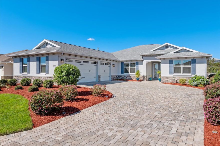 Welcome to this beautifully upgraded Northampton Estate model in the desirable Balmoral neighborhood of Candler Hills West within On Top of the World 55+ Community! Built in 2020 and offering over 2,600+ sqft of living space on an oversized lot, this elegant home blends modern comfort with timeless Florida style. Featuring 3 bedrooms, an office with French doors, an additional flex room, and 2 full bathrooms, this layout was designed to feel spacious while being luxuriously functional. Inside, you’ll find a light and bright open floorplan which showcases tile flooring throughout, crown molding, tray ceilings, recessed lighting, and custom window blinds. The chef’s kitchen is ideal for entertaining, complete with a large island, granite countertops, a stainless steel appliance suite with gas range, and beautiful cabinetry. Retreat to your large primary suite with its walk-in shower with bench, dual vanities, and an oversized walk-in closet. Guests can also enjoy their own private wing with a guest bathroom. Additional features include a laundry suite with vanity sink, and a relaxing covered screened lanai with sunshades - perfect for your morning coffee. Outside, the freshly painted exterior and refreshed landscaping enhance the immaculate curb appeal of the home, accentuated by the paver driveway leading to your 3-car garage with epoxy flooring. Skip the wait and hassle of new construction - this home is move-in ready and meticulously maintained. Located in OTOW, one of Florida’s premier 55+ gated, award-winning communities, residents enjoy world-class amenities, golf, fitness centers, pools, clubs, and endless social activities. This home offers the perfect blend of elegance, comfort, and the active lifestyle you’ve been looking for.