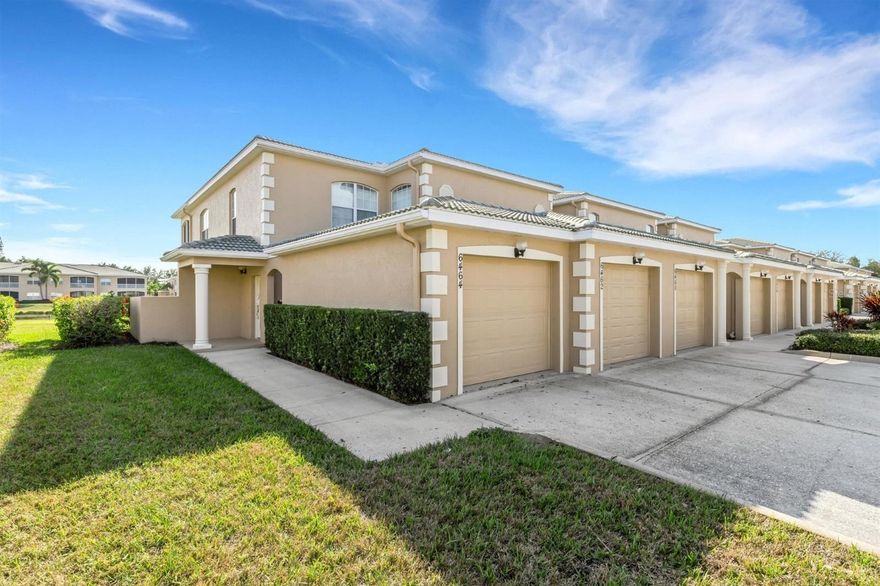 Welcome to Hidden Lake in West Bradenton. Truly hidden but right in the middle of it all, almost anything you may need or want is steps away. What a great opportunity to make this your next investment, 2nd home or primary residence! Step into an open floor-plan living space with a beautiful view out to the water. Brand new HVAC 2023! This end unit allows for an abundance of natural light and an oversized screened-in patio where you can relax, tan, or have a drink!  The patio has access to the sidewalk that can be taken for a walk around the lake or to the pool and clubhouse. Hidden Lake has a spectacular pool and spa! The clubhouse offers a lounge area, library room, small gym area, and a ping pong table. Walk to stores like Target, Five Below, Wawa, Fresh Market and so much more right outside your doorstep. Very close to the Beach! Blue gulf waters and white sandy beaches of Anna Maria Island Await! Lots of different preserve's to visit and activities to do! Make this your next lock-up up and go!