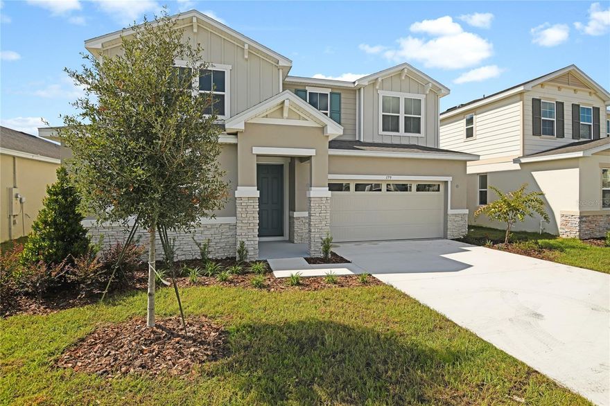 **Take advantage of special financing + Flex Funds on quick move-in homes** Discover this exceptional 2 story home situated on a beautiful lot overlooking water with fountain. Ready for July 2025 Move in. Water views from the entire rear of the home which included the kitchen, large extended patio & Master bedroom. Guest living suite on the main floor featuring private bathroom, living room & bedroom. A beautiful kitchen with white 42' inch cabinets, quartz kitchen countertop, large island, large walk in pantry, and 8 foot double sliding glass patio doors, a luxurious primary suite. This home boost tile flooring in common areas and carpeted loft and bedrooms. **Options may vary by community, so see your sales associate for details. These offers are available for select homes on a first-come, first-served basis.