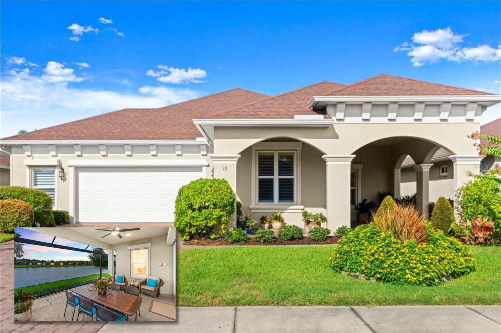 Elegant LAKEFRONT 3 bedroom, 2 full bathroom home in Hidden Lakes! This architectural standout offers an incredible opportunity to own a lakefront residence in Hidden Lakes - Palm Coast’s upscale master-planned community known for its lush preserve, fountain-topped lakes, walking trails, resort-style pool, club house, and playgrounds—all with low HOA fees. Setback behind a covered front porch and stone archways, you’ll appreciate the manicured landscaping and long paved driveway. Interior Features That Impress! Step into a home where wood-look tile flooring spans the open floor plan framed by high ceilings, crisp plantation shutters and stylish three-panel interior doors throughout. The expansive living area, centered by a tray-ceiling and a custom-designed coffee or wine bar with built-in fridge—perfect for entertaining or relaxed gatherings. A spacious den/office, complete with a storage closet and French-door entry is a bonus! The stunning gourmet kitchen showcases granite countertops, glass-front cabinetry, stone backsplash, cooktop with a side grill and overhead exhaust, and top-tier built-in double oven. A massive island with a breakfast bar and pantry enhance functionality - all overlooking the oversized screened-in back porch, fully covered and outfitted for ultimate relaxation beside the serene lake and its dancing fountains. All three bedrooms feature plush carpeting and ceiling fans for comfort. The primary suite is a statement of space and luxury: walk-in closet and a spa-like ensuite with dual granite-surface vanities, a huge walk-in tile shower and a separate soaking tub—delivering both elegance and ease daily. Hidden Lakes offers refined community living without compromise—two lakes with fountain views, scenic nature trails, a resort pool, clubhouse and playgrounds—all within walking distance of Palm Coast’s Town Center, upscale shopping, I-95 access and pristine Flagler Beaches. This is a home you don't want to pass by - Schedule your exclusive showing today!