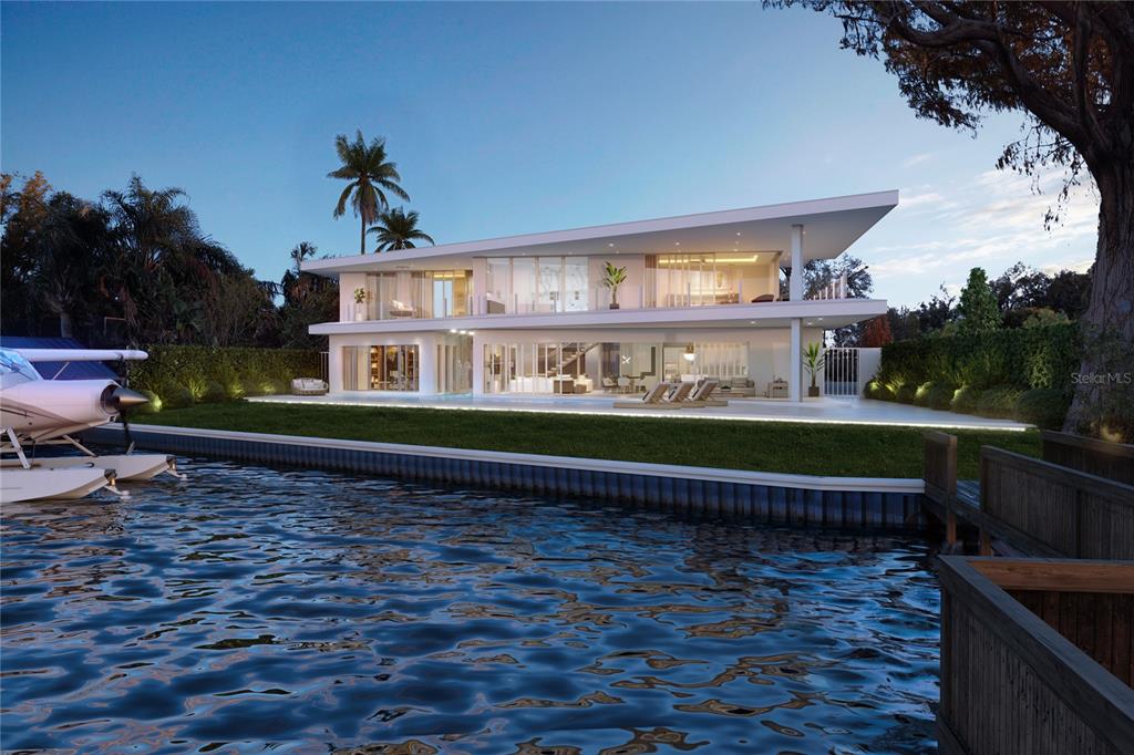 Pre-Construction. To be built. Timeless Mid-Century inspired Lake-front residence with approx. 115' of water frontage in a very secluded setting. Open floor plan with high ceilings and extensive walls of glass bringing the outdoors in, perfect for entertaining.Situated on .74 acre lot with tranquil, picturesque water views of Lake Killarney.Wonderful 24-foot entry volume ceilings allow light to flow through the open living spaces. The main residence features, 4 bedrooms suites with in-suite baths and split floor plan. The 2nd level main suite, features 2 large walk-in closets, spa-like bathroom and expansive private terrace with amazing water views. The first level offers an additional suite/office & media/theater room, spacious lanai, main living areas, a courtyard 2 car garage and 2 car covered parking. The clean and understated approach to this home reveals its modern aesthetic and sense of place. Approx. 4300 square feet of living area in the main residence and an additional aprox. 670 square feet in the detached garage. There are multiple entertaining areas that come together to create an exciting and dramatic residence. The large kitchen features an exotic calacatta island in addition to stainless appliances and gas cooktop and a large walk-in pantry. The expansive lanai overlooks a tropical 60' x 10' sparkling pool, lush landscaping, expansive yard, with a covered dock. Just a few minutes from Interlachen golf course, Winter Park Racquet Club and charming Park Avenue shops and fine dining.
