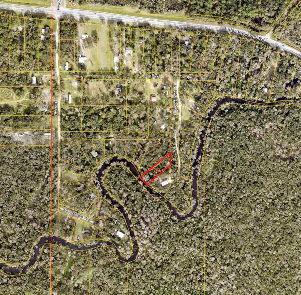 Waterfront property on the Aliafia River! Quiet dead-end street. Treed buildable lot allows for 1 home per acre. Adjacent 1.13-acre lot for sale as well. Buyer to verify lot dimensions and square footage.