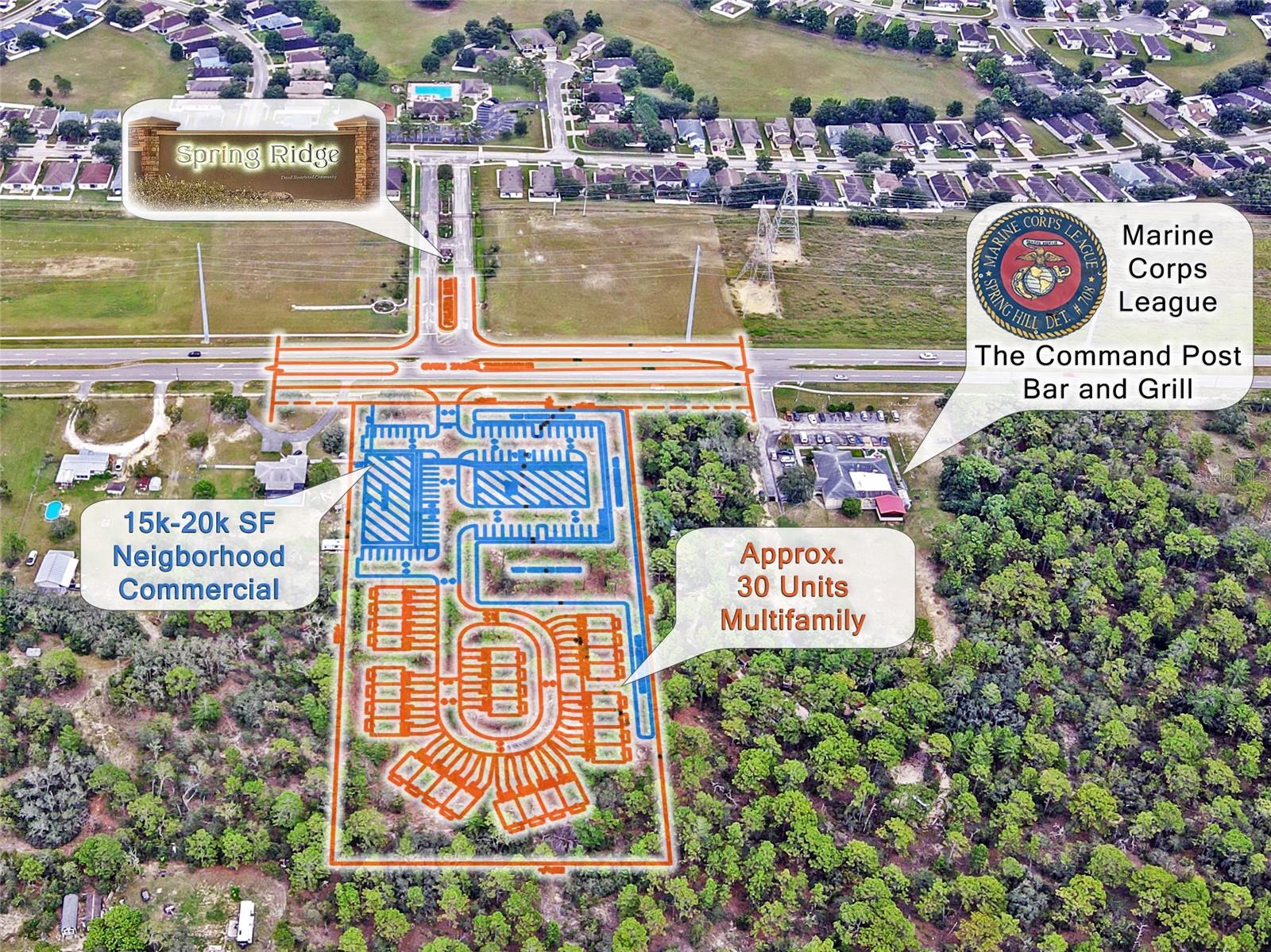 ***PRIME OPPORTUNITY TO OWN THE EARTH BENEATH YOUR DREAMS – SUNSHINE GROVE RD, BROOKSVILLE***
Nearly 5 acres of High-Visibility & Partially Cleared COMMERCIAL POTENTIAL Land (Rezoning in process) with 330 ft of FRONTAGE on busy SUNSHINE GROVE RD—directly across from the SPRING RIDGE COMMUNITY, with 14,500+ daily average traffic count. Surrounded by MAJOR COMMERCIAL & HOUSING DEVELOPMENTS (10,000+ new homes planned) and only 2.5 miles from the new SANDAL KEY Metro LAGOON, this site sits in the heart of HERNANDO'S FASTER GROWING CORRIDOR.
•NEXT DOOR LANDMARK•: MARINE CORPS LEAGUE | The Command Post Bar & Grill -drawing steady local traffic
•UTILITIES NEARBY•: Public Water, Sewer, Electricity
•COMMUNITY ASSETS•: Less than 2 miles from the SCHOOLS K to 12 (Pine Grove Elementary, West Hernando Middle, Central High); HOSPITALS (HCA Oak Hill – 350 beds, TGH – 120 beds, Springbrook – 80 beds), and famous Weeki Wachee Springs State Park & the Mermaid Water Park.
•CONNECTIVITY•: Minutes to the Suncoast Parkway SR-589 (for quick access to TAMPA) & Route 50/Turnpike (for a direct access to ORLANDO)
•PROXIMITY•: 0.5 mi from SR-50’s busiest COMMERCIAL HUB with *NATIONAL RETAILER*: Sam’s Club, Walmart, Sprouts, Aldi, Office Depot, Ulta, BJ’s Wholesale, Men’s Warehouse, Dick’s Sporting Goods, HomeGoods, Hobby Lobby, Marshalls, Michaels, Petco, Skechers, Belk, Bealls, Ross, Five Below; Tire Kingdom, Advanced Autopart, O’Reilly, Bob’s Carpet,…; *DINING* with Newly built restaurants: . Olive Garden, Glory Days, Texas Roadhouse, Bonefish Grill, Chili’s. Longhorn Steakhouse, First Watch, Cheddar’s, Moe’s, Arby’s, Culver’s, Wendy’s, Chick-Fil-A, Burger King, McDonald’s, Starbucks, Panera, Dunkin, Panda Express (coming soon), etc… You name it… and more on their way being built…; *HOTELS*: Fairfield Inn, Holiday Inn, Quality Inn, Motel 6, Microtel Inn.
•DEVELOPMENT POTENTIAL•: Ideal for Neighborhood Retail, Daycare, Mixed-Use with multifamily. Positioned in front of the entrance of a MAJOR Residential Neighborhood, and between a SCHOOL HUB & Brooksville’s COMMERCIAL HUB, this parcel delivers unmatched exposure and long-term growth potential. *This conceptual Project illustrated is an example of Potential development on this parcel, subject to review from planning & development. ~~~WALK THIS LAND FROM THE COMFORT OF YOUR HOME WITH THE 360 VIRTUAL TOUR~~~