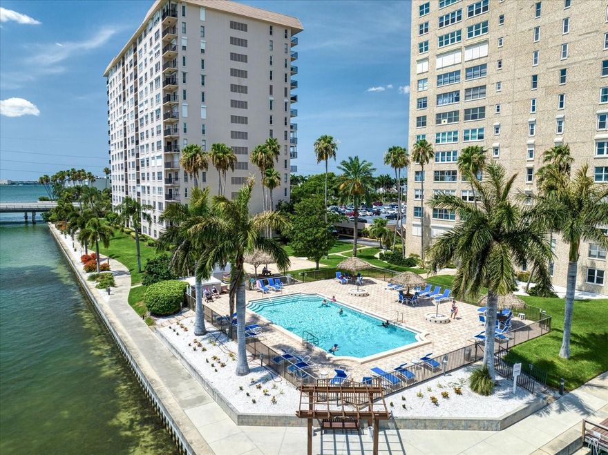 Stunning 15th-Floor Waterfront Condo | Breathtaking Panoramic Views | Fully Renovated & Move-In Ready
Step into luxury and soak in unmatched panoramic views of Boca Ciega Bay from this impeccably renovated 15th-floor condo in the prestigious Point Brittany community. This turn-key 2-bedroom, 2-bathroom residence offers 1,700 sq ft of refined coastal living and is thoughtfully designed to maximize space, light, and views.
From the moment you enter, you’ll be captivated by the light and airy open floor plan, enhanced by rich wood-look luxury vinyl flooring that flows seamlessly throughout. The beautifully updated kitchen is a showstopper—featuring wood cabinetry, gleaming granite countertops, a breakfast bar, stainless steel appliances, and an undermount sink. Greet the day with your morning coffee and sparkling water views from the kitchen window.
The spacious living and dining areas are framed by a backdrop of spectacular bay views, ideal for entertaining or simply unwinding in serene surroundings.
The graciously sized master suite is a peaceful retreat with a large walk-in closet, a luxurious master bath, and a generous bonus area perfect for a home office, reading nook, or sitting room. The second bedroom is also spacious and sits adjacent to another elegantly renovated bathroom, offering comfort and privacy for guests.
Point Brittany offers resort-style amenities including a clubhouse, fitness center, four heated pools, spa, pickleball, tennis and shuffleboard courts, plus a pavilion with BBQ grills, community dock / fishing pier, kayak launch and storage, and lighted walking trails. It’s the ultimate Florida lifestyle—all just minutes from world-class beaches like St. Pete Beach, Pass-a-Grille, and Ft. De Soto Park, and only 10 minutes from vibrant downtown St. Pete, with its restaurants, museums, shops, and iconic Pier.
For added peace of mind, the Milestone and Structural Integrity Reserve Studies have already been completed.
Don’t miss this rare opportunity to own a slice of paradise. Come home to Point Brittany—Florida Living at Its Finest!