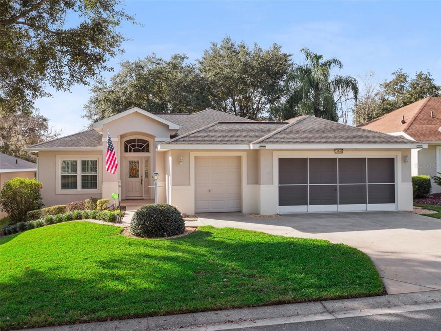 One or more photo(s) has been virtually staged. Welcome to this meticulously maintained York floor plan in the vibrant, gated Royal Highlands 55+ golf community! Nestled on a beautifully landscaped, elevated lot with lush garden views and gorgeous sunsets, this three-bedroom, two-bath home boasts undeniable curb appeal and a transferable termite bond for peace of mind. Step inside to discover an inviting layout with a bright bonus area—perfect for a cozy reading nook, productive office, or creative hobby room. The heart of the home features formal and casual dining spaces and a spacious family room that opens to a quaint Florida Room, offering abundant natural light and serene vibes. The kitchen shines with fresh paint, stainless appliances, a gas range (plus an electrical hook-up for flexibility), 42” upper cabinets, a large pantry, and easy-care ceramic floors. Plantation shutters add charm throughout, while the generous primary suite offers a tranquil retreat with a walk-in closet, soaker tub, step-in shower, dual sinks, and a dedicated make-up vanity. Enjoy the comfort of updated major mechanics—HVAC, roof, gas water heater, and windows—plus the durability of block and stucco construction. The extended golf cart garage, finished with epoxy floors, currently serves as a fantastic workshop. Leaf-guards on gutters make exterior maintenance a breeze. Live your best retirement life with community amenities including a restaurant, pro shop, driving range, Great Hall, Recreation Center with indoor and outdoor pools, fitness facility, sports courts, library, billiards, and craft rooms. You’ll love easy access to the turnpike, airport, world-class amusements, shopping, and top medical facilities. This inviting home offers a warm welcome to your next chapter—schedule your tour today and experience Royal Highlands living at its finest!