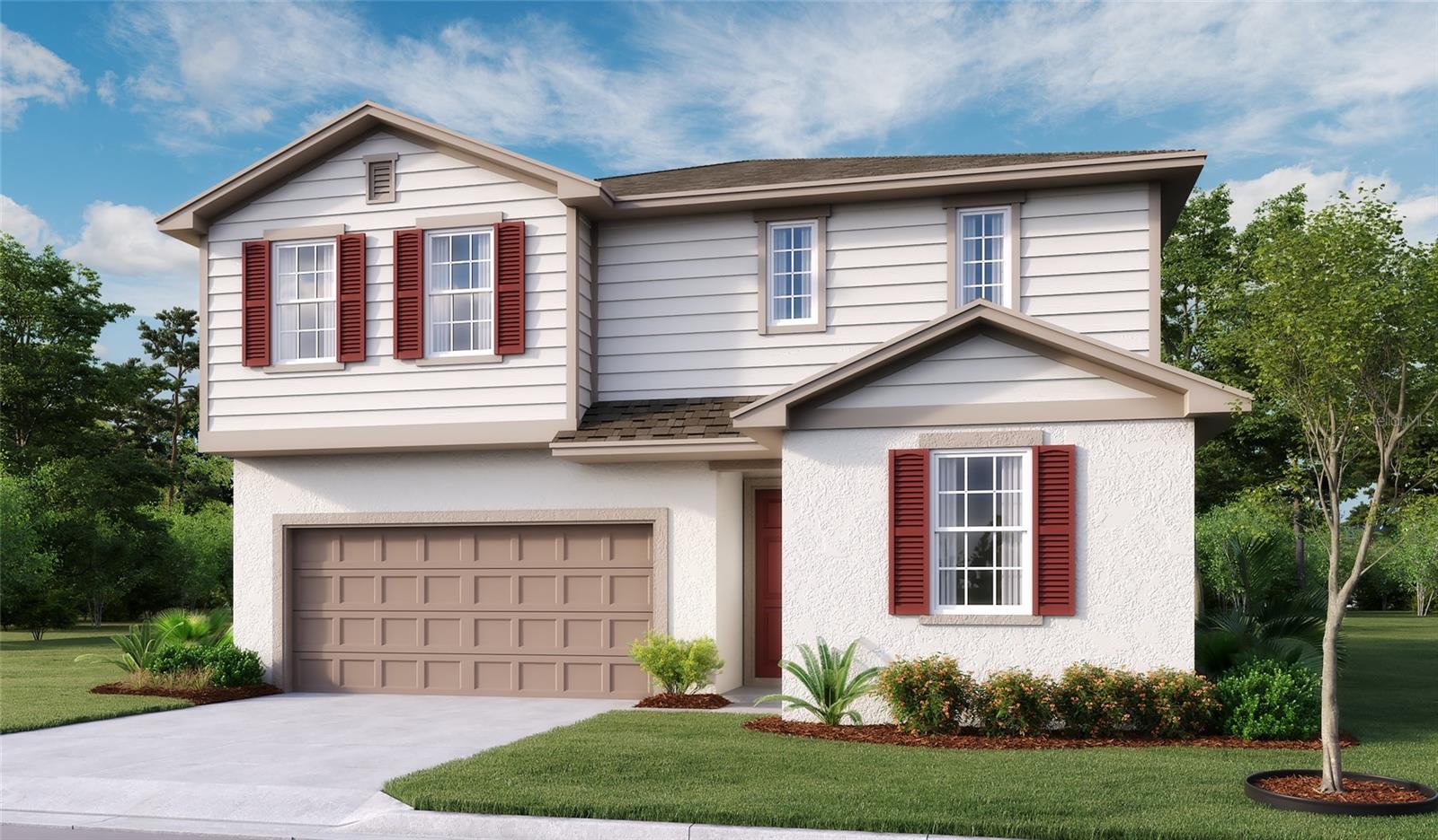 Under Construction. **Take advantage of special financing + Flex Funds on quick move-in homes**Spacious and accommodating, the two-story Moonstone features an open-concept main floor and four charming bedrooms upstairs. Just off the entryway, you'll find a secluded Bedroom with a full bath on main floor. Toward the back of the home, a large great room flows into an inviting kitchen with a center island and adjacent dining room. Kitchen is fully equipped with GE stainless steel appliances, Quartz Counter tops and White 42" cabinets. Upstairs, a loft offers a versatile common area, and a sprawling owner's suite includes an attached bath and walk-in closet. Experience Florida living at its finest with a covered lanai ideal for entertaining. A large owners bedroom with en suite bathroom boasts a tiled shower enclosure and double vanity. Also included: a spacious laundry room, versatile loft and 2-car garage. * SAMPLE PHOTOS Actual homes as constructed may not contain the features and layouts depicted and may vary from image(s). **Options may vary by community, so see your sales associate for details. These offers are available for select homes on a first-come, first-served basis.