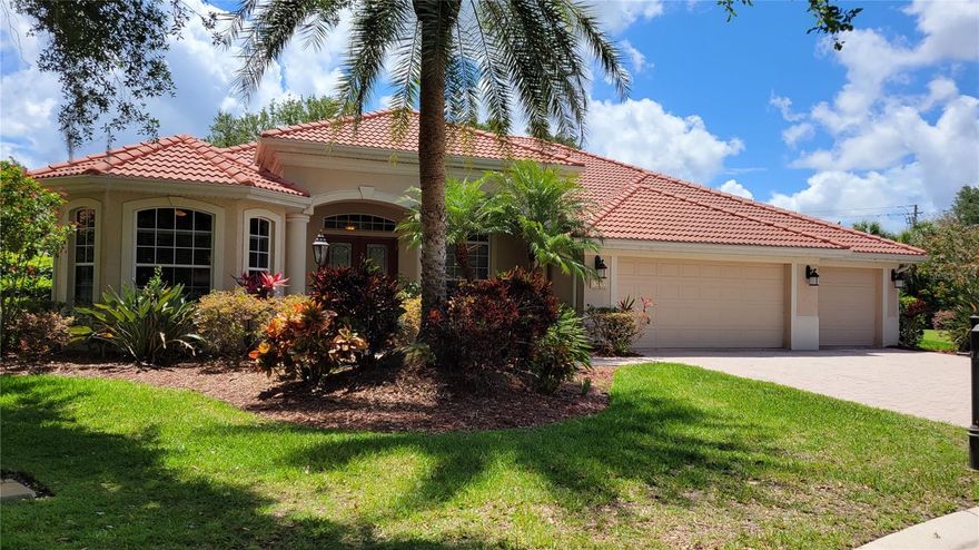 Annual UNfurnished This 4 bedroom, 3 full bathroom, plus den, private office, bonus room single family house would make a wonderful home. This home was built with top of the line finishings and interesting architectural detailing from the outside in, starting with paver driveway and a barrel tile roof covering a solidly constructed block home on a cul de sac. Come inside for the full treat for your senses-high ceilings with crown molding, trey ceilings and coffered ceilings, columns and arches, built-ins, decorative trim, niches, oversize door and an open planned model that is flooded with natural light. The rooms are all spacious with plenty of storage. There is a large heated pool with a hot tub, waterfall, screened in lanai and outdoor kitchen with covered area off the rear of the home. A three car garage is the cherry on top. The Hammocks is a gated community with large decorative gates and water fountain at the entrance. This home is convenient to shopping, I-75, downtown Sarasota and only 20 minutes to Siesta Key. Call today for your private showing! NOTE: This community is governed by a homeowners association. Approval may include an application, background screening, fees, and an approval process. Contact the agent for details.