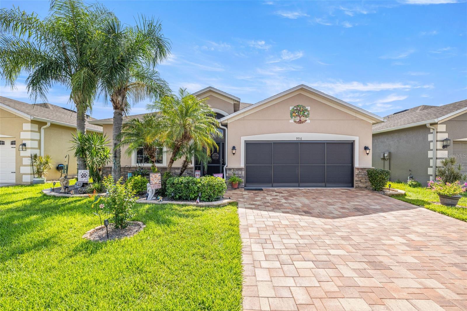 AN EXCELLENT OPPORTUNITY TO PURCHASE A WELL-KEPT, MOVE-IN-READY, BEAUTIFULLY UPDATED HOME LOCATED IN A PREMIER 55+ ACTIVE RESORT-STYLE GOLF COMMUNITY! THE FANTASTIC CURB APPEAL INCLUDES NEWER EXTERIOR PAINT, WIDENED PAVER DRIVE & WALKWAY, SCREENED 2 CAR GARAGE WITH EPOXY COATED FLOOR, UPGRADED STONE & ROCK PLANTERS, MATURE LANDSCAPE, AND TILED, SCREENED-IN FRONT PORCH ENTRY! YOU'LL LOVE THE WELCOMING FOYER WITH A COAT CLOSET FOR EXTRA STORAGE, BEAUTIFUL NEWER TILE AND CARPET THROUGHOUT, AND NEW INTERIOR PAINT! THIS GREAT ROOM FLOOR PLAN OFFERS A FORMAL DINING ROOM OFF THE KITCHEN, 3 BEDROOMS, 2 FULL BATHROOMS, HIGH CEILINGS, SOME NEWER LIGHTING THROUGHOUT, CEILING FANS, BLINDS, DUAL PANE WINDOWS, A WATER SOFTENER, ENERGY EFFICIENT HYBRID WATER HEATER, AND THE A/C WAS REPLACED IN 2024! THE HUGE EAT-IN-KITCHEN HAS MAPLE WOOD CABINETS WITH GRANITE COUNTERTOPS, PLENTY OF PREP SPACE, TASTEFUL BACKSPLASH, STAINLESS APPLIANCES, PANTRY, AND BREAKFAST BAR WITH PENDANT LIGHTING! A SPACIOUS PRIMARY BEDROOM WITH 2 WALK-IN CLOSETS, THE ENSUITE BATHROOM OFFERS A TILED SHOWER WITH WHEELCHAIR ACCESS, DUAL SINKS, HIGH VANITY, AND A PRIVATE RESTROOM. TWO COZY GUEST ROOMS, INSIDE LAUNDRY ROOM WITH THE WASHER/DRYER INCLUDED, AND A TILED PRIVATE OUTDOOR SCREENED LANAI TO GRILL & CHILL! TAMPA BAY GOLF AND COUNTRY CLUB AMENITIES ARE WONDERFUL, SOMETHING FOR EVERYONE! A MAIN CLUBHOUSE, COMMUNITY CENTER, FITNESS CENTER, PRO-SHOP, RESTAURANTS, BAR & GRILL WITH OUTDOOR PATIO SEATING, ENTERTAINMENT, TRAVEL & OTHER CLUBS, BILLARDS, POOLS, PICKLEBALL, TENNIS, AND MORE! SCHEDULE YOUR SHOWING TODAY!