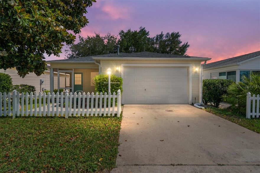 Welcome to this beautifully maintained 2 BEDROOM, 2 BATH COLONY PATIO VILLA located in the highly desirable VILLAGE OF CALUMET GROVE (MERRY OAK VILLAS) in The Villages! Featuring a SOUTHWEST-FACING ORIENTATION, this home offers great natural light and the perfect setting to enjoy Florida living. This move-in ready home features a TURN-KEY PACKAGE, LAMINATE FLOORING THROUGHOUT for a clean, modern feel and easy maintenance. The open-concept layout offers a spacious LIVING AND DINING AREA—PERFECT FOR ENTERTAINING, with seamless flow throughout the home.
The KITCHEN INCLUDES A BREAKFAST BAR, EAT-IN DINING AREA, AND PANTRY, along with GAS APPLIANCES, making it both functional and inviting. Just off the living space, you’ll find SIDE SLIDERS LEADING TO A PATIO—IDEAL FOR GRILLING AND OUTDOOR ENJOYMENT.
The PRIMARY SUITE FEATURES A WALK-IN SHOWER AND WALK-IN CLOSET, providing a comfortable and practical retreat. The GUEST BATH INCLUDES A TUB, perfect for visitors. You’ll also love the convenience of INSIDE LAUNDRY. Enjoy outdoor living with a FRONT SCREENED-IN PORCH, offering a peaceful space to relax and enjoy the Florida lifestyle.

Additional highlights include VINYL SIDING FOR LOW MAINTENANCE, ROOF (2021), HVAC (2021), WATER HEATER (2020), and ATTIC STAIRS FOR EXTRA STORAGE. LOW BOND BALANCE $1,088.13

Located in a prime location, you are just minutes from FIRST RESPONDERS &MULBERRY GROVE RECREATION CENTER, offering pools, pickleball, and daily activities. Golf lovers will appreciate being close to NANCY LOPEZ LEGACY COUNTRY CLUB and nearby executive courses. Conveniently located near the VILLAGES VA OUTPATIENT CLINIC, as well as shopping and dining at MULBERRY GROVE PLAZA. Enjoy quick access to SPANISH SPRINGS TOWN SQUARE, where you’ll find nightly entertainment, restaurants, and shopping. This home is perfect for someone looking for a LOW-MAINTENANCE, MOVE-IN READY HOME IN A PRIME LOCATION—whether full-time, seasonal, or investment.