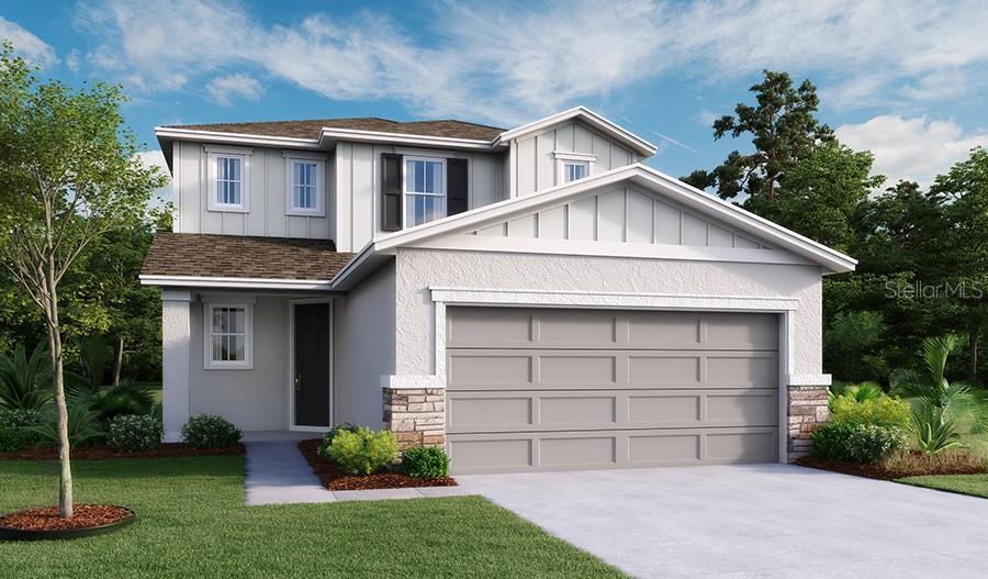 Under Construction. The Palm features two stories of smartly designed living space. On the main floor, an inviting kitchen is flanked by a great room and a dining nook—offering access to a relaxing covered patio. A mud room provides a convenient entry point from the garage, and a flex room is ready to fill in as a study, game room or whatever else your family requires. Upstairs, a loft provides another versatile hangout. Other second-floor highlights include a laundry room, a full hall bath and three bedrooms—including a generous owner's suite with a private bath and walk-in closet. Upgrades include, bedroom with full bath on first floor, double sink in m bath and guest bath, covered patio, Elevation B, Optional window at bath 2, range, dishwasher, microwave. Upgraded white cabinets with 42" uppers, white Quartz countertops in kitchen and guest baths, Extra pre-wires for ceiling fans , carpet on second floor except wet areas, 7 x 22 ceramic tile flooring to first floor and all wet areas upstairs, smart garage door opener, upgraded single bowl sink in kitchen and a video doorbell. * SAMPLE PHOTOS Actual homes as constructed may not contain the features and layouts depicted and may vary from image(s).