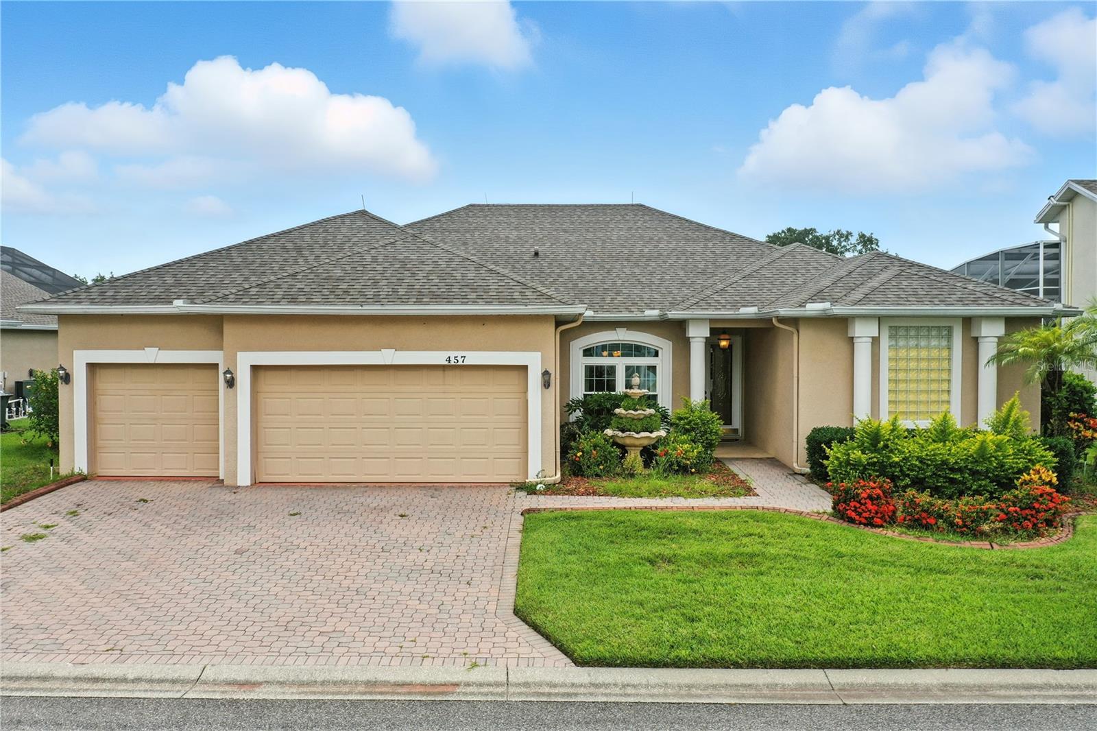 Welcome to 457 Golf Vista Circle – Where Luxury Meets Lifestyle in Ridgewood Lakes' Premier 55+ Golf Community!
Step into this beautifully upgraded 4-bedroom, 3-bathroom home located in the sought-after, guard-gated Ridgewood Lakes Village. Designed for both relaxation and entertaining, this residence combines spacious living with thoughtful luxury in a vibrant 55+ golf community.
The bright and airy floor plan welcomes you with engineered hardwood flooring, fresh paint in the kitchen and family room, and abundant natural light. The chef’s kitchen features a large stainless steel sink, stylish backsplash, and top-of-the-line appliances—including a brand-new stove and dishwasher (2024).
Retreat to your private master suite featuring an $18,000 Tommy Bahama bedroom set (included), a luxurious en-suite bath with walk-in shower, spa-style soaking tub, and elevated toilet. Three additional bedrooms provides flexibility for guests, office space, or hobbies.
Enjoy Florida living year-round in your remodeled screened lanai with upgraded flooring and central A/C. A rare 3-car garage provides ample space—and the included golf cart with new tires and batteries (2024) makes community access a breeze.
Additional home highlights include:
Roof replaced in November 2022
Air handler replaced July 2018
Irrigation system with new lines (May 2022)
Plumbing flushed/cleaned to street (Feb 2024)
Washer & dryer (April 2022)
Partially replaced windows
Upgraded higher toilets in 2 bathrooms
HOA Benefits:
$240/month High Vista HOA includes Spectrum Internet, basic cable with 2 boxes, lawn maintenance, exclusive 12,000 SF clubhouse, outdoor heated pool & spa, fitness center, library, pub, and a wide array of activities.
$425 semi-annual Ridgewood Lakes master HOA covers 24/7 guarded gate and private road maintenance.
Enjoy pickleball, tennis, bocce, shuffleboard, scenic walking/biking trails, and nearby access to the 18-hole Heron Golf Club with on-site restaurant. Conveniently located minutes from shopping, medical centers, Disney, Universal, I-4, and the SunRail.
This home isn’t just a place to live—it’s a way to live. Welcome home.