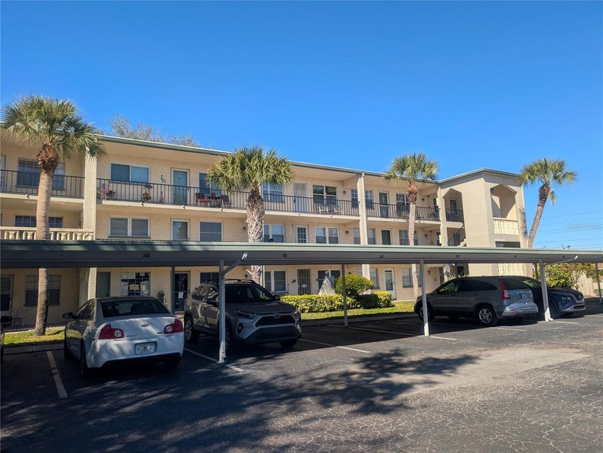 55+ Seminole Community! UNFURNISHED - ANNUAL RENTAL: $1,275 monthly rent includes water, sewer, trash and cable - NO PETS, ELEVATOR block building with coin laundry & mailboxes on ground floor, assigned Carport #209. 2-bedroom 1-bath condo with enclosed balconies (high-impact windows), new A/C and hot water heater, walk-in closet in primary bedroom, ready for a buyer ($95,000) or a tenant. "Seminole Square Apartments" feature a lovely HEATED community swimming pool, clubhouse and shuffleboard courts. Located minutes to Publix, Aldi, Seminole City Center, Movie Theater, restaurants and bars, St. Pete College, Post Office, Bay Pines Veterans Office, "The Legion", Indian Shores Gulf Beaches - yet, NO FLOOD, NO EVACUATION ZONE! Security deposit: $2,500 Tenant pays for power - Hurry!