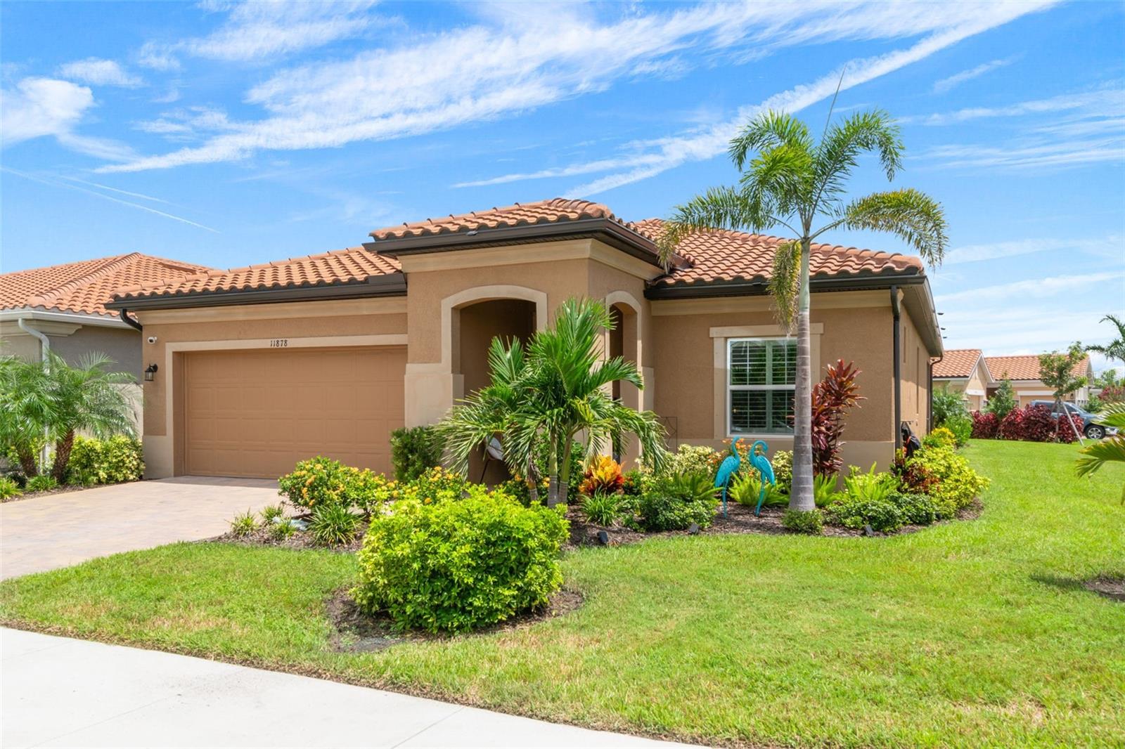 WOW, THIS IS A MUST-SEE! Seize the opportunity to own the builder's most sought-after floor plan- the Riviera II model, situated on a desirable corner lot in the now completed, maintenance-free community of Renaissance at Wellen Park. This exceptional TURN-KEY FURNISHED 3-bedroom, 2-bath home with a den/office was built in 2022 and showcases AN ABUNDANCE of the FINEST FURNITURE and upgrades throughout. Some standout features include a whole-house water softener and reverse osmosis system, custom lighting throughout, all-new hardware, 8-ft interior doors, glass french doors, custom-designed bathrooms, and a state-of-the-art smart home security system with cameras. This gem is IMPECCABLY FURNISHED in style with pieces from Pottery Barn, West Elm, and Crate & Barrel. Situated on a premium corner lot, there is plenty of room to install a fence or build your own custom pool. This MUST-SEE home also features a Smart GE Profile appliance package, crown molding, plantation shutters, and pocket sliding doors that lead to a screened-in, beautifully furnished lanai that is ideal for entertaining guests. Enjoy peace of mind with this hurricane-protected home, complete with a whole-home surge protector, concrete tile roof, and located in the highly sought-after "X" flood zone, verified by a Letter of Map Revision Certificate (LOMR) obtained by the seller. The LOW HOA FEE includes two gated entrances, all amenities, landscaping, and irrigation. As a resident of Renaissance, you'll enjoy resort-style amenities including a clubhouse, pool, fitness center, tennis and pickleball courts, bocce, walking trails, and a full calendar of events hosted by a full-time activity's director. Just outside the rear gate of Renaissance, you will quickly find yourself in the middle of Downtown Wellen Park, which offers unmatched convenience with dining, shopping, food trucks, and the best local nightlife, making this one of the most desired locations in the area. Schedule your showing today, because this pristine showstopper will not last!