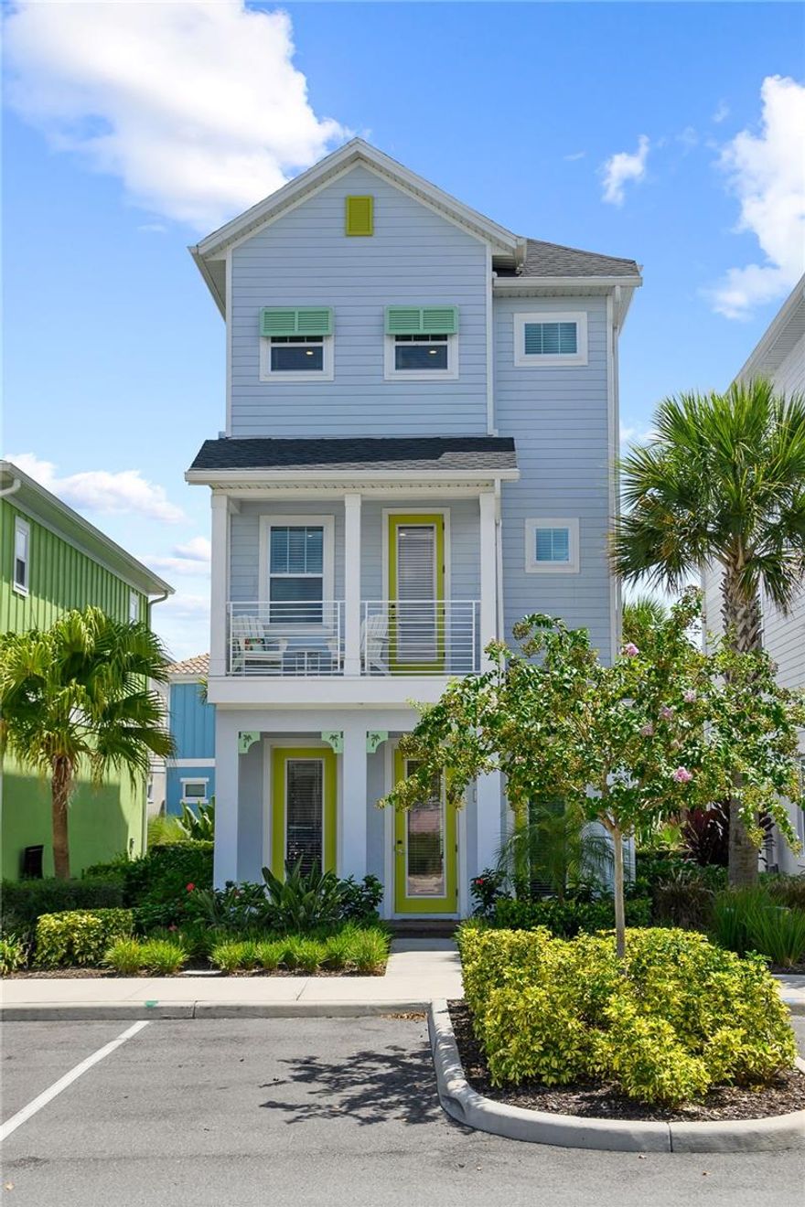 It’s 5 O’clock right here in the world-renowned Margaritaville Resort Orlando! This spectacular, carpet-free luxury home features durable tile flooring and ceiling fans throughout, offering 4 generously sized bedrooms, each equipped with its own private en-suite bathroom. The kitchen opens seamlessly to the main living area, making it perfect for entertaining or vacation hosting. Enjoy the quintessential Florida lifestyle with front balcony access on both the second and third floors, offering incredible nightly views of the theme park fireworks. Located in a pet-friendly community, the monthly HOA covers high-speed internet, digital cable, phone, daily doorstep garbage pickup, professional landscaping, and pest control. The Fins UP Beach Club gives you access to enjoy full access to world-class resort amenities including 7 resort pools, a fitness center/gym, an internal resort shuttle, and free transportation shuttles directly to the local theme parks. This unique resort setup is highly walkable, situated just steps from Island H2O Water Park and Sunset Walk’s vibrant mix of restaurants, bars, live music, Target, and Ulta. Centrally located with lightning-fast access to Disney, Universal, SeaWorld, and Gatorland, this property is a premier choice for a primary residence, second home, or lucrative vacation investment.