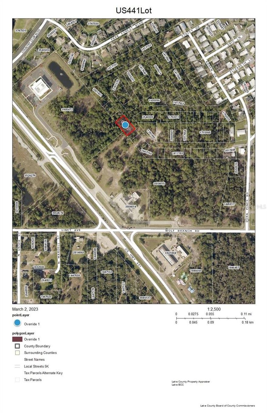 Located off Wolf Branch Road in Mount Dora just around the corner from US441. This lot is zoned for a single-family home or manufactured home!! The property is in an area that backs up to The Country Club of Mount Dora and Advent Health Medical Plaza on US441. Minutes from US441 and 2.4 miles from downtown Mount Dora you can join in the many festivals this town has to offer along with only being minutes away from Renniger’s Flea Market and Antique Center. Travel West and you will be at the Gulf Coast in approximately an hour and a half, travel east and you will arrive at the Atlantic Ocean. Disney is approximately 50 minutes and Orlando 40 minutes. It will be up to the buyer to contact Zoning and planning for requirements for building on this lot.