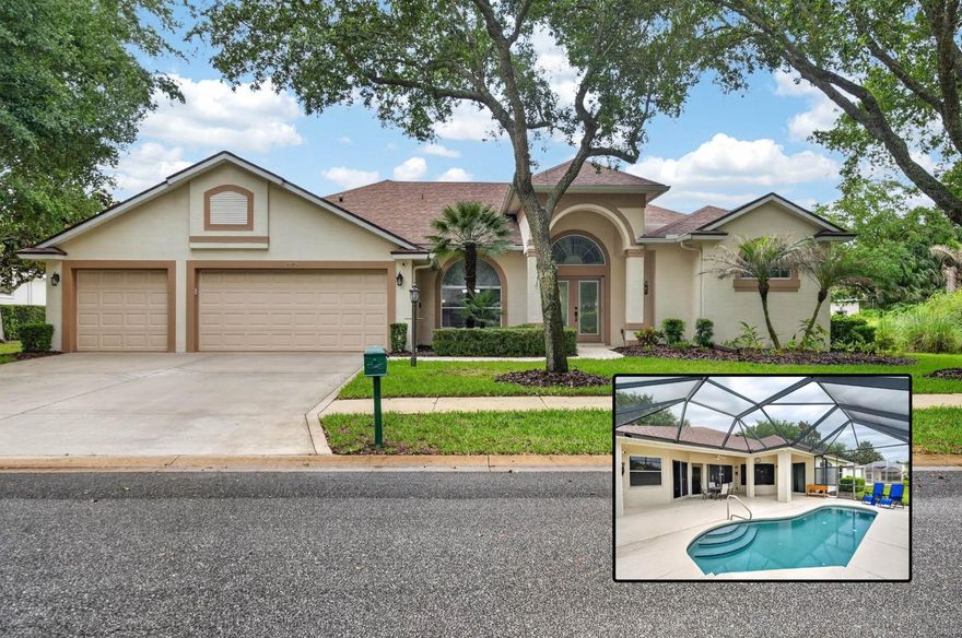 Welcome to Harrington at Halifax Plantation, one of Ormond Beach's most sought-after maintenance-free communities. This Cypress model by Paytas Homes is a masterfully built, meticulously maintained 3-bedroom, 2-bath saltwater pool home that seamlessly blends comfort, style, and Florida living. Tucked on a quiet cul-de-sac and Move-in ready with all major systems updated: Roof (2024) · HVAC – Carrier Two-Speed with UV Light (2025) · Water Heater (2021) · New Stainless-Steel Appliances · Fresh Interior Paint · Upgraded Carpet · New Ceiling Fans & Light Fixtures.  Step through the leaded glass double-door entry to soaring high ceilings, elegant trey ceilings with crown molding, and formal dining and living rooms that draw your eye straight through to the sparkling pool beyond. Superior architecture and thoughtful design define every space, from the refined formal rooms to the open-concept kitchen, family room, and breakfast nook, all overlooking the expansive screened lanai and heated saltwater pool.  The gourmet kitchen features granite countertops, a raised breakfast bar, brand-new stainless-steel appliances, tile backsplash, pantry, updated fixtures, and a large coffee bar with additional storage. The split floor plan ensures the spacious primary suite remains a true private retreat, complete with a trey ceiling, crown molding, upgraded carpet, updated ceiling fan, and a slider with direct pool access. The en-suite bath offers dual vanities with white cabinetry, a garden soaking tub beneath an arched window, a separate walk-in glass shower, and tile flooring bathed in natural light.  Two well-sized guest bedrooms feature upgraded carpets, updated ceiling fans, and ample closet space — ideal for family, guests, or a home office.  Outside, a screened heated electric saltwater pool and spacious lanai back to a private conservation area with no rear neighbors — your own Florida outdoor sanctuary year-round.  Halifax Plantation delivers resort-style living with 18 holes of championship golf, practice facilities, 4 clay tennis courts, a fitness center, junior Olympic-size pool, and a 25,000 sq. ft. clubhouse featuring fine dining, a sports pub, banquet facilities, and meeting rooms. Miles of Live Oak-canopied boulevards are perfect for walking and biking. Beaches, parks, and everyday conveniences are minutes away.
Maintenance-free. Move-in ready. Private pool. Conservation views. This is more than a home — it's a retreat, a lifestyle, and a community all in one.