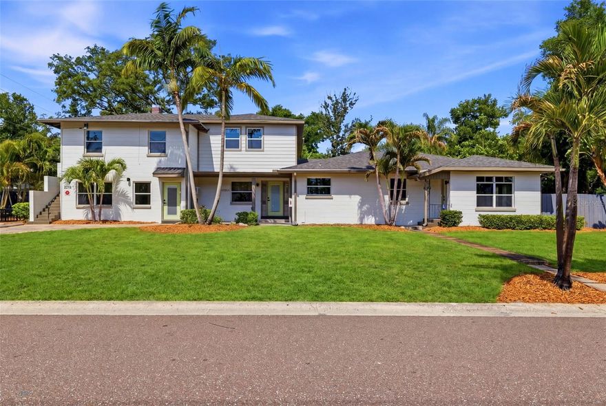Located in the highly sought-after Allendale neighborhood of St. Petersburg, this exceptional four-unit multi-family property offers a rare investment opportunity just steps from The Fresh Market and The Body Electric Yoga Company. The property features a versatile mix of updated units with strong income potential, off-street parking, private outdoor spaces, and major capital improvements already completed.
Unit 1 is a renovated 2-bedroom, 1-bath single-family-style residence featuring a large fully fenced side yard, off-street parking pad, updated kitchen and bath, living and dining rooms, stainless steel appliances, quartz countertops, tile flooring, new AC, and fresh interior/exterior paint. Separately metered with shared laundry and option to add in-unit laundry.
Unit 2 is a spacious two-story townhouse-style unit offering 2 bedrooms, 2.5 baths, plus a large bonus room that could function as a third bedroom. Features include updated kitchen and baths, indoor laundry, additional garage laundry hookup, attached 2-car garage with private side street entrance, oversized driveway, storage shed, and large fenced yard. Finished with stainless steel appliances, quartz countertops, vinyl flooring, new AC, and fresh interior/exterior paint. Separately metered.
Unit 3 is a 1-bedroom efficiency/studio unit with dedicated living space, tile flooring throughout, one off-street parking space, and shared patio area. Kitchen and bath are functional with opportunity for future updates. Wall unit AC. Ideal setup for traveling nurse, short-term rental, or supplemental income opportunity. Includes access to on-site coin-operated laundry. Electric is shared with Unit 2.
Unit 4, known as the “Treehouse,” is a charming 1-bedroom, 1-bath upstairs unit with private living space and stair access. Features include updated kitchen and bath, stainless steel appliances, quartz countertops, refinished hardwood flooring, tile in wet areas, two new mini-split AC systems, and two dedicated off-street parking spaces. Separately metered with access to on-site coin-operated laundry.
Additional improvements include a brand-new roof, new AC systems, new fencing, fresh interior and exterior paint throughout, brand-new sod, and irrigation system. Tenant-paid utilities help minimize owner expenses. 
A turnkey opportunity in one of St. Pete’s most desirable neighborhoods with excellent flexibility for long-term, short-term, or owner-occupant investment strategies.