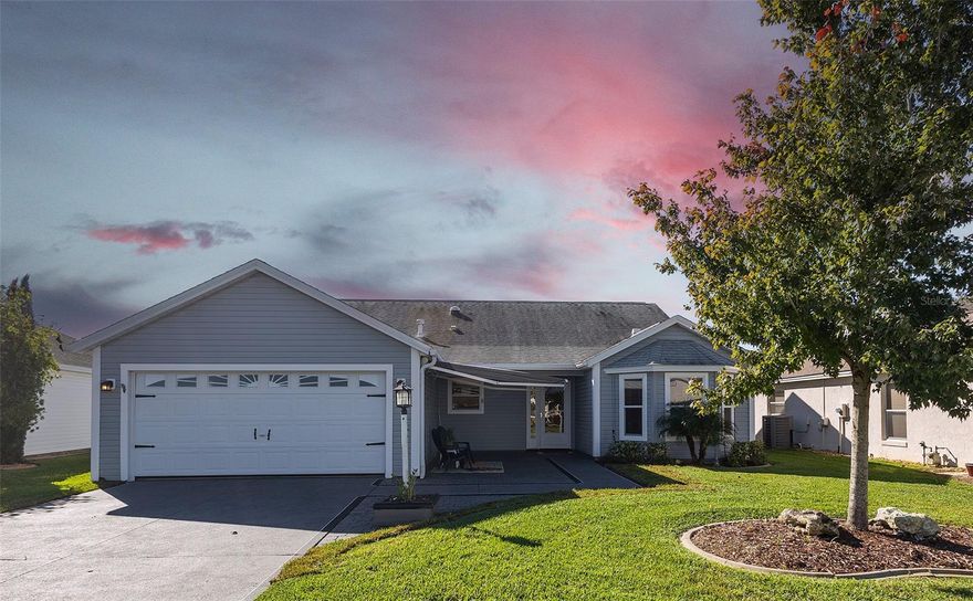 Welcome home to the desirable Village of Glenbrook in The Villages.  This Fair Oak model is a beautifully appointed 3 bedroom, 2 bath home with a 2-car garage and a spacious lot offering privacy in the rear. Located just minutes from Spanish Springs and Lake-Sumter Landing, this home features solid surface flooring throughout—a combination of wood-look and tile, volume ceilings with approximately 1932 sq/ft of interior living space. 

As you enter, you're greeted by a separate landing area leading into a combined living and dining room that flows seamlessly out to the enclosed, air-conditioned lanai, perfect for year-round comfort.

You'll love the kitchen which incudes both an eat-in nook dining space as well as breakfast bar seating.  Storage is plentiful with add'l pantry cabinetry added to make storage and cooking a breeze.  The stainless steel appliances include natural gas option for cooking.  GRANITE tops round out the perks to this lovely kitchen space. 

The spacious primary bedroom is filled with natural light and includes DOUBLE walk-in closets. Its en-suite bathroom boasts GRANITE countertops and a tiled step-in shower. The two additional bedrooms are well-sized, each with its own closet, and the guest bathroom also features granite countertops. 

For added peace of mind, the ROOF was  replaced in 2019, and there is NO BOND balance on this home.  ALL NEW FRESH INTERIOR PAINT. 

Living in the Village of Glenbrook means you’ll enjoy a fantastic location close to top-notch amenities, golf, recreation, and all the vibrant lifestyle offerings The Villages are known for.