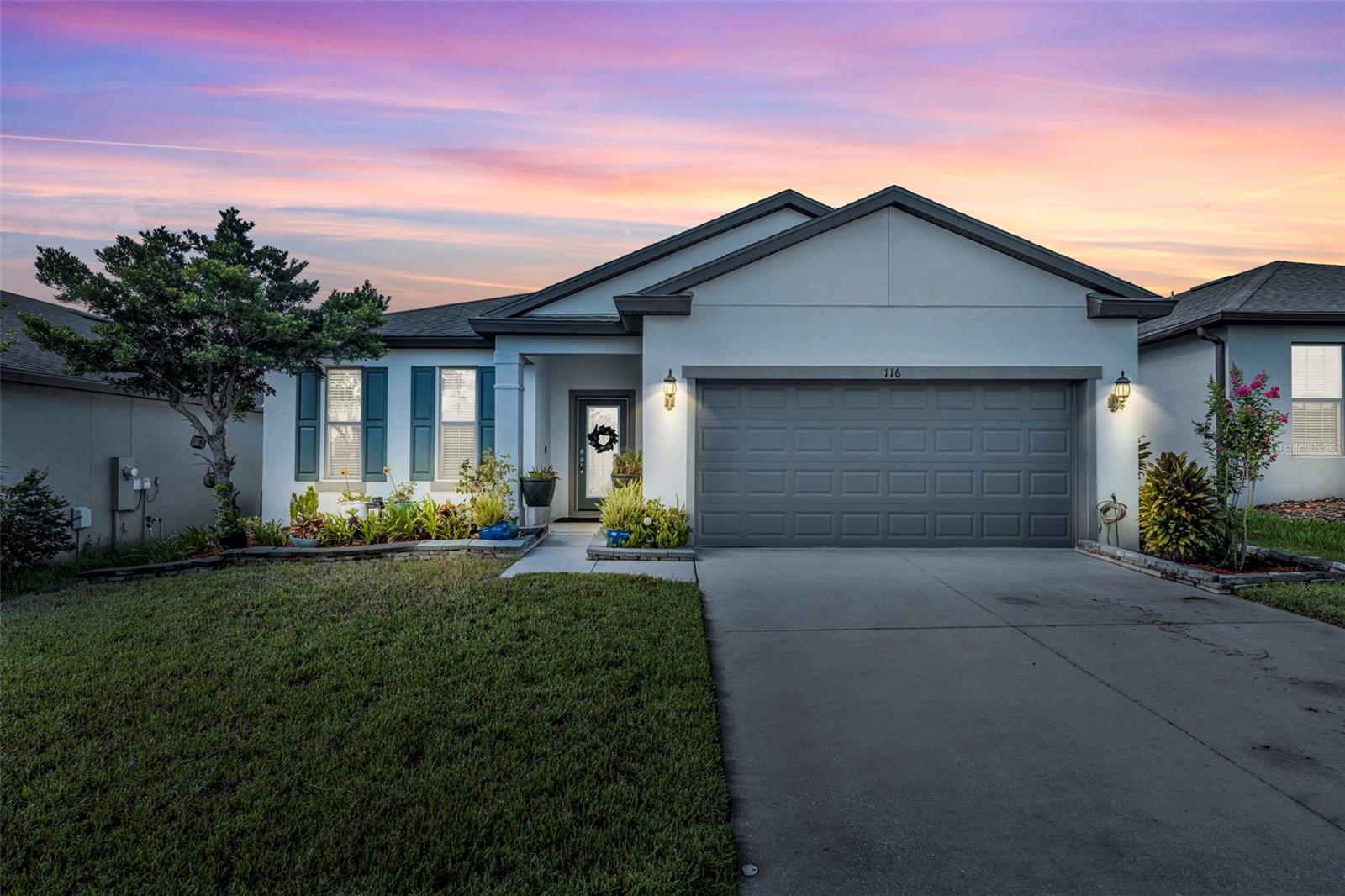 OUTSTANDING opportunity to own an affordable, move-in ready home! This upgraded 4-bedroom, 3-bath home offers style, comfort, and convenience. Enjoy a bright open floor plan with extended tile, split bedrooms, and a front guest suite. The kitchen features premium cabinets, GE refrigerator, and tastefully selected pendant lighting flowing into a living room with recessed lights. A few steps past your large living area are custom French doors that lead to your covered lanai that is perfect for relaxing. You also have a fully fenced private yard that is perfect for plant enthusiasts, your four-legged family members and entertaining. Upgrades include a walk-in tiled shower in the primary suite, fenced yard with dual gates, Ring doorbell, ceiling fans, and a laundry room with Samsung washer/dryer plus a Haier fridge. Located in a community that features a pool and playground, just minutes from Posner Park for all your shopping & dining, and situated perfectly between Orlando and Tampa. Schedule a showing today!