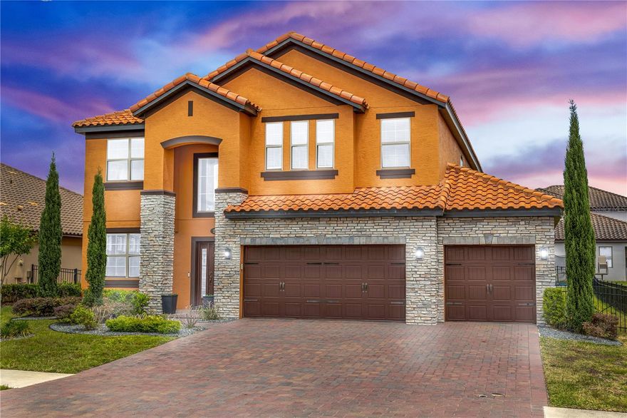 Welcome to a truly exceptional home that perfectly blends luxury, functionality, and flexibility ideal for today’s MULTI-GENERATIONAL living needs. Built in 2021 and thoughtfully designed, this expansive 5 bedroom, 5 bathroom residence with a 3-car garage offers space, style, and standout features at every turn. At the heart of the home is a stunning, NEW saltwater pool designed for both relaxation and entertaining. Featuring a lagoon-style design with a premium PebbleTec finish, this backyard oasis is only one year old and is complemented by a fully fenced yard, lush landscaping, and even your own fruit trees including lemon, mulberry, and banana—bringing a private, resort-style experience right to your doorstep. A full pool bath adds convenience for seamless indoor-outdoor living. Inside, the home showcases a highly desirable layout with two primary suites—one located downstairs and one upstairs—making it the perfect setup for multi-generational families or guests seeking privacy. The downstairs suite features a spa-like ensuite with dual vanities, a soaking tub, and a glass-enclosed shower. Upstairs, the luxurious primary retreat makes a grand impression with a double door entrance, opening into a spacious sanctuary complete with a private balcony—perfect for morning coffee or evening relaxation. The ensuite is truly spa-inspired, featuring dual vanities, a soaking tub, and a glass-enclosed shower, creating a peaceful, elevated retreat within the home. The second level includes four spacious bedrooms, one of which boasts its own private bathroom, ideal for guests or older children, while an additional guest bath features double vanities and a tub/shower combo. A standout feature upstairs is the HUGE loft, offering endless possibilities perfect for a media room, playroom, secondary living space, or home gym, adding even more flexibility to this already versatile floor plan. Designed for both everyday living and entertaining, the main level features tray ceilings, updated fixtures throughout, and a versatile home office or formal dining room. The gourmet kitchen is a true showstopper, complete with granite countertops, a natural gas stove with range hood, a butler’s pantry pass-through, and an oversized walk-in pantry—perfect for hosting and daily convenience. The open-concept layout flows seamlessly into the main living area, enhanced by built-in surround sound, with additional audio connectivity available in the garage. Additional highlights include ceramic wood-look tile flooring, a huge laundry room, and thoughtful upgrades throughout that elevate both comfort and style. This home offers the rare combination of modern construction, luxury upgrades, and a flexible floor plan making it one of the best options on the market for buyers seeking a move-in ready pool home with multi-generational living capabilities. Community amenities include 24-hour virtual guard security, resort-style pool, clubhouse with media and fitness center, playgrounds, splash pad, trails, and private boat ramp access to the St. John’s River. Conveniently located near the SunRail station with quick access to I-4. This home truly has it all, schedule your private showing today! Home may be under audio and visual surveillance.
