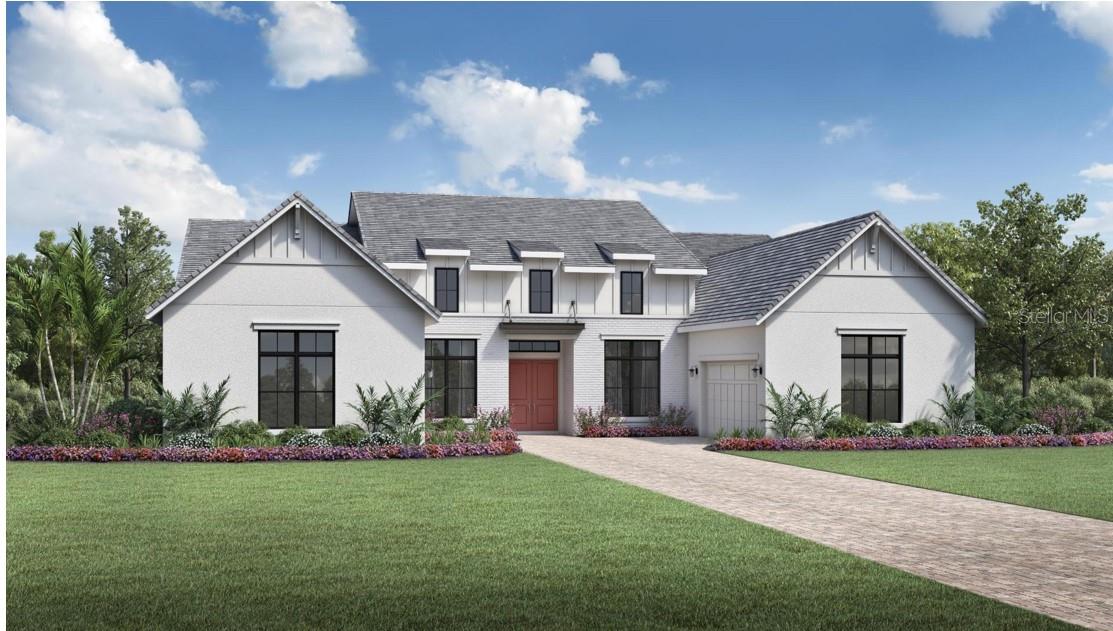 CabrÃs Model inviting doble door entry open onto the welcoming foyer and view to the expansive great room, casual dining area and desirable covered lanai below.