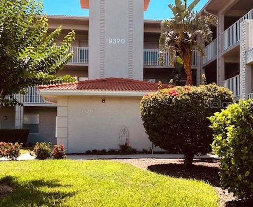 RENTED JAN. FEB., MARCH & APRIL 2026 - AVAILABLE OFF SEASON.  Enjoy amazing views from the screened lanai of this 3rd-floor exquisite vacation condo with spectacular views of the golf course from the screened lanai.  Corner units add extra square footage and the vaulted ceilings of the 3rd floor add to the spaciousness of this 1,230 sq. ft. condo.  The easy-care bamboo flooring in the main living area and into the kitchen add a touch of elegance. Wood and glass cabinets grace the kitchen and granite countertops complete the setting.  The primary bedroom has a king bed, a closet with built-in shelving, and an adjoining bathroom with an updated vanity and newly tiled walk-in shower.  There is a queen bed in the 2nd bedroom, which is conveniently located next to the 2nd bathroom, offering an updated vanity, a tub, and shower.   A temporary golf membership is also available for a fee (check with the clubhouse for the fee schedule.)  The clubside community pool and tennis courts are directly across from the building. Stoneybrook is one of Sarasotas most popular golf and tennis clubs, has a newly modernized golf course said to be one of the best golf courses on the west coast of Florida.  The restaurant offers casual or formal dining, there is a fitness center, several Har-Tru tennis courts, a large heated pool, and the community borders the Legacy walking and biking trail access, is less than 15 minutes from Siesta Key beaches, shops and restaurants and a short drive to downtown Sarasota.  Stoneybrook offers a vacation to be remembered.