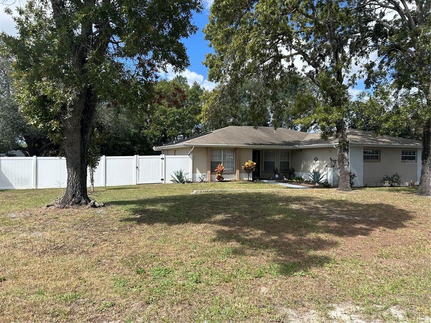 Homey , 3 bedroom single family pool home home in Spring Hill features 1388 living space, kitchen with pantry, breakfast nook,  stainless steel appliances, dining area, great room, split bedroom plan, screened lanai, 2 car garage. Corner lot with side parking, partially fenced yard. Out door sensor lighting, Nice landscaping, ground maintenance included, pest control and pool maintenance included. Utility shed not included in rental. Home can be rented with or without furnishings. 1 year lease min, standard background/credit checks required.